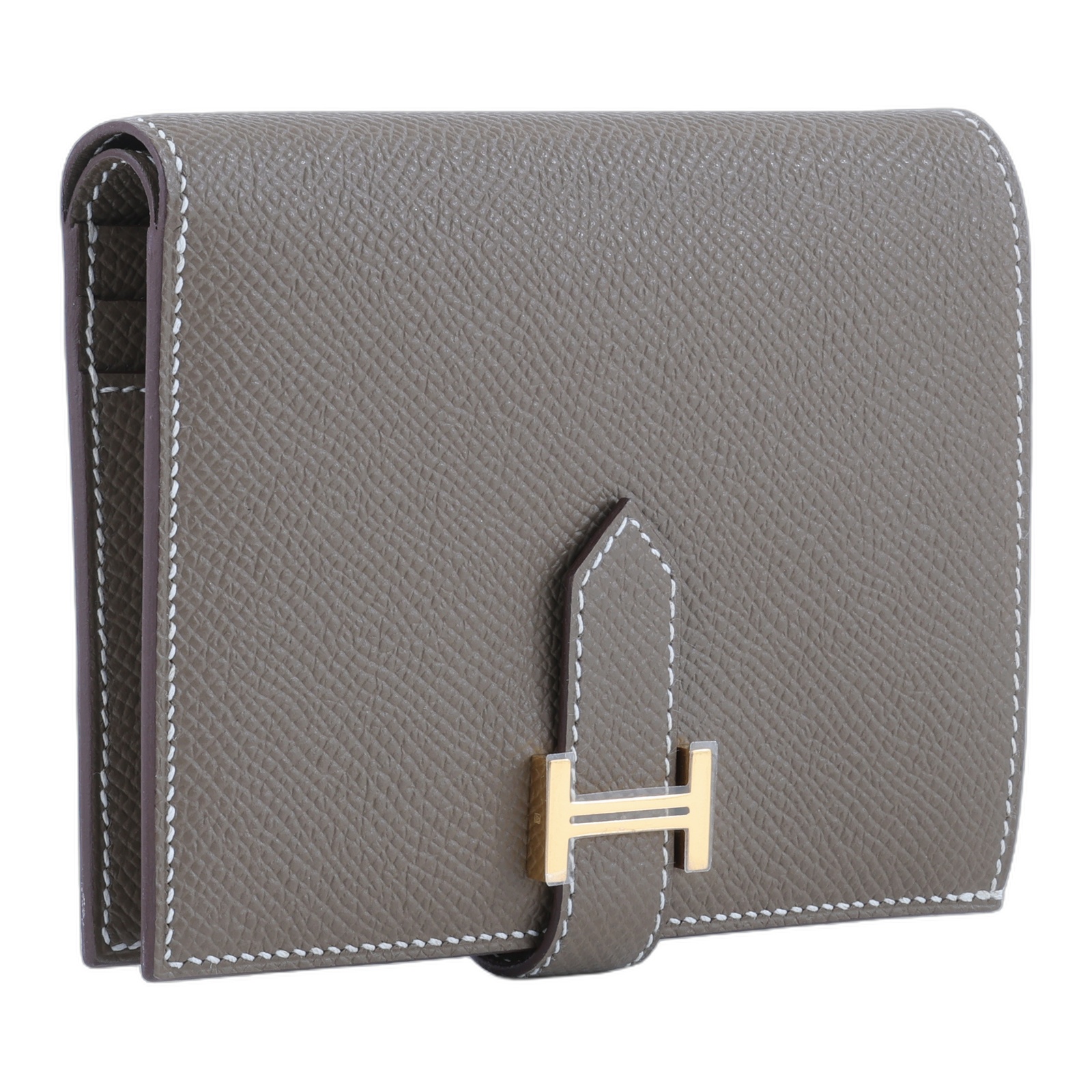 愛馬仕 Hermes Bearn 短夾 金色五金 大象灰色 H039790CC18 /W US 011Z  原廠盒子/購買證明