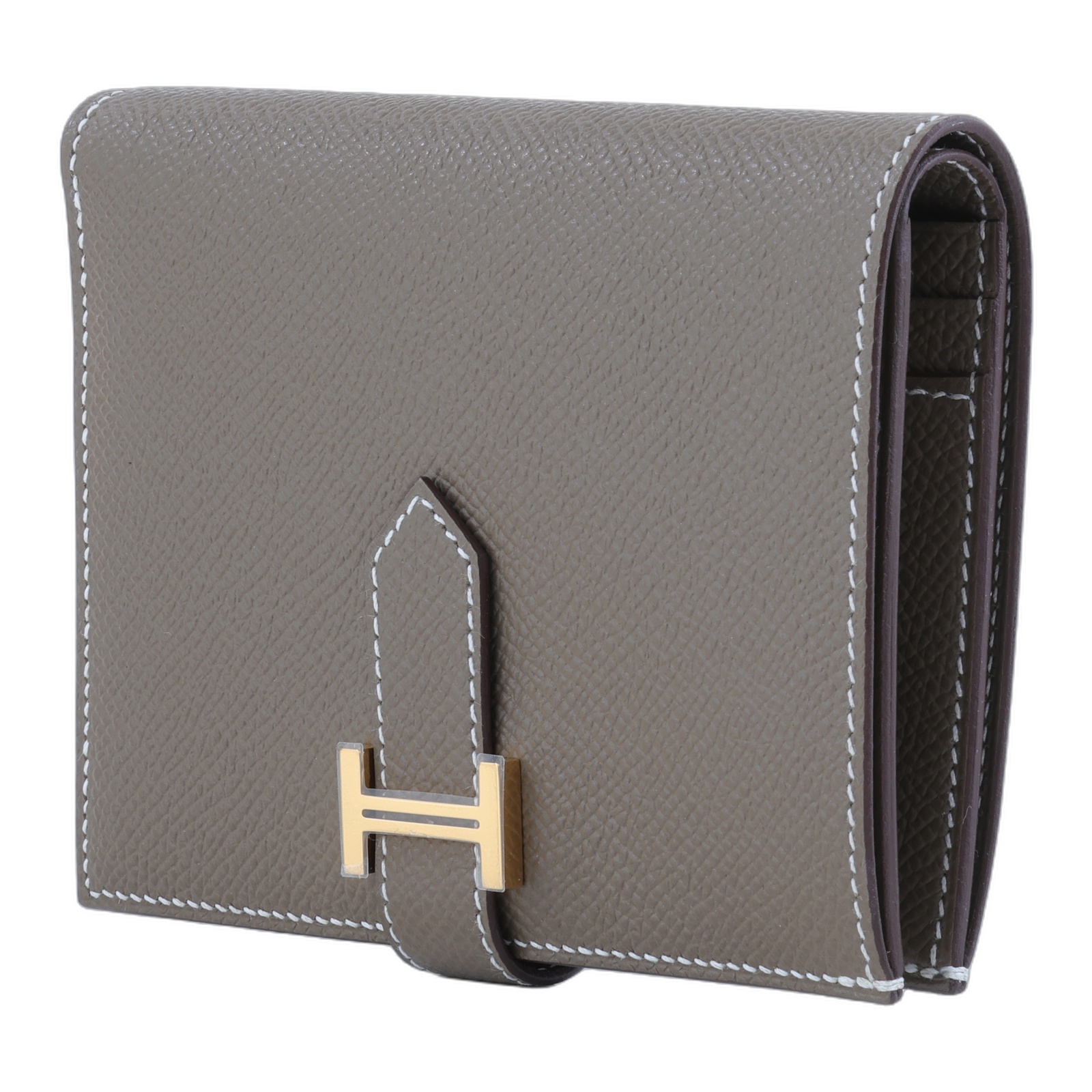 愛馬仕 Hermes Bearn 短夾 金色五金 大象灰色 H039790CC18 /W US 011Z  原廠盒子/購買證明