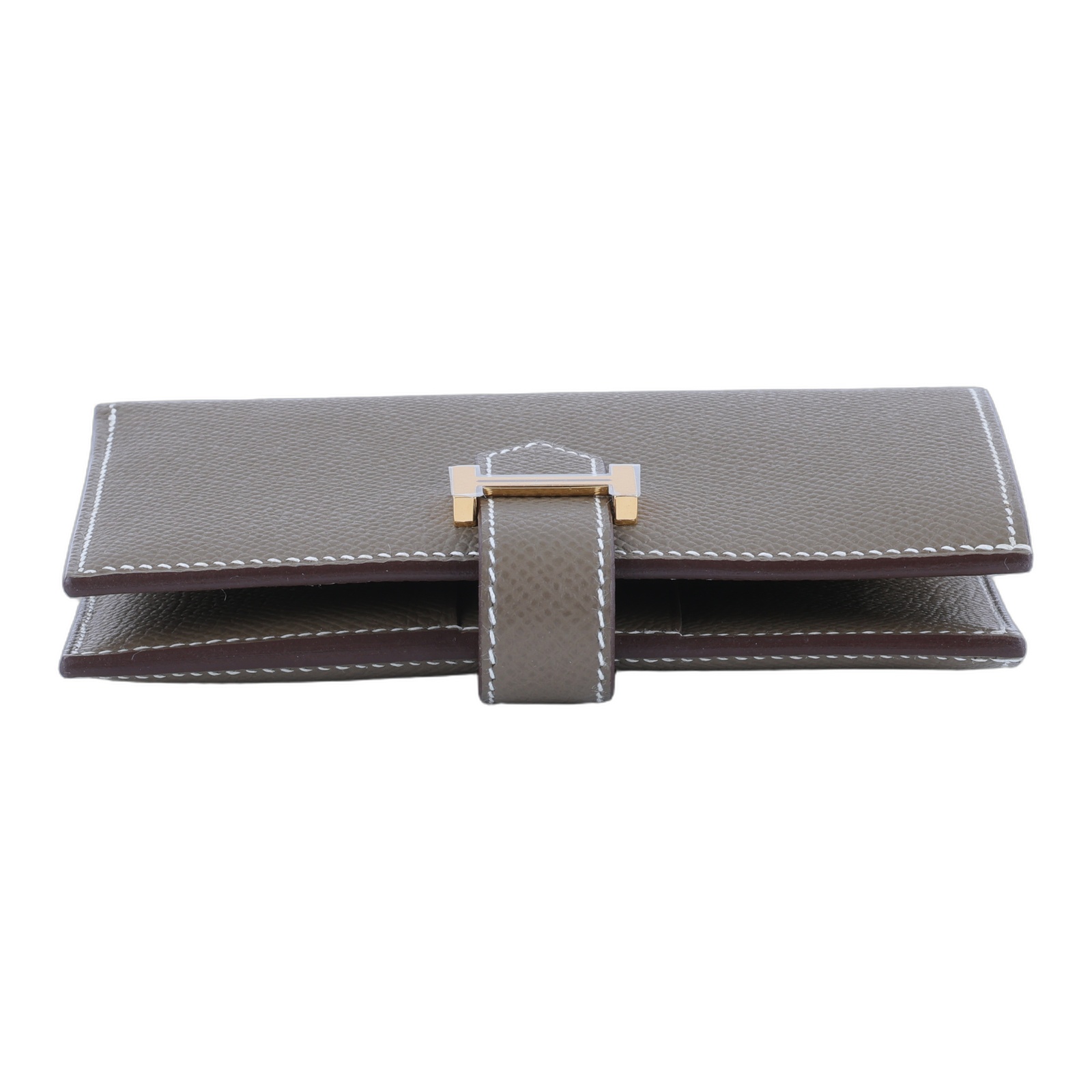 愛馬仕 Hermes Bearn 短夾 金色五金 大象灰色 H039790CC18 /W US 011Z  原廠盒子/購買證明