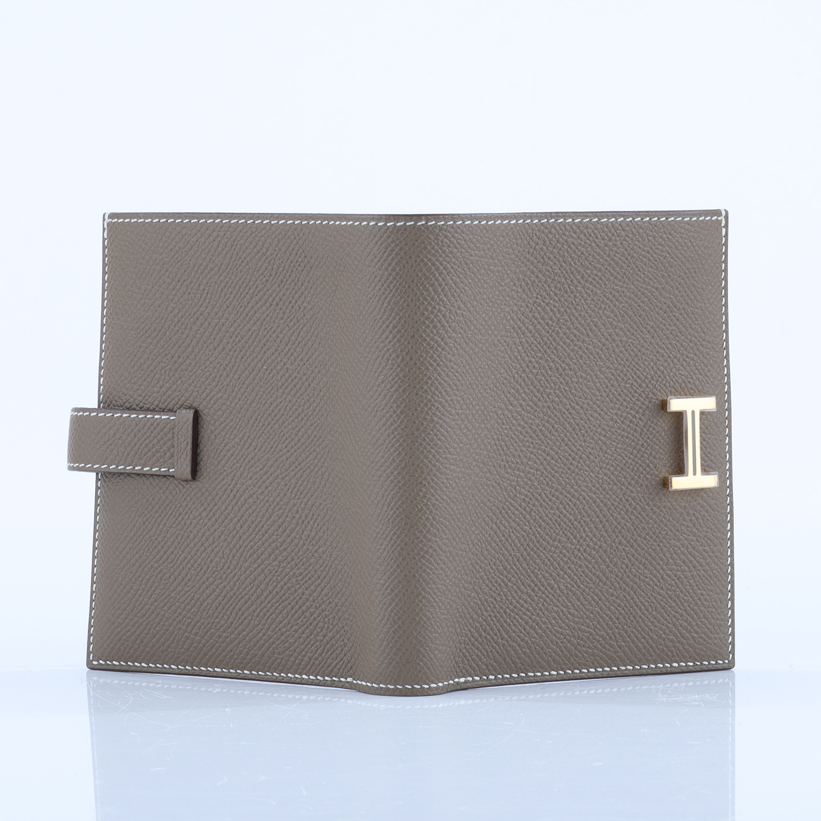 愛馬仕 Hermes Bearn 短夾 金色五金 大象灰色 H039790CC18 /W US 011Z  原廠盒子/購買證明