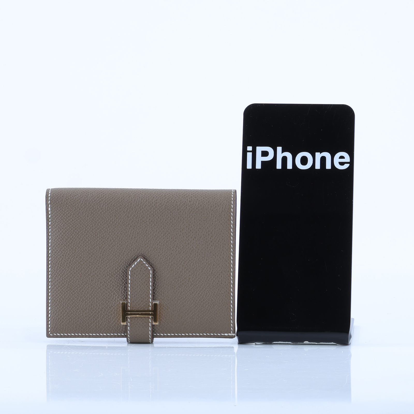 愛馬仕 Hermes Bearn 短夾 金色五金 大象灰色 H039790CC18 /W US 011Z  原廠盒子/購買證明