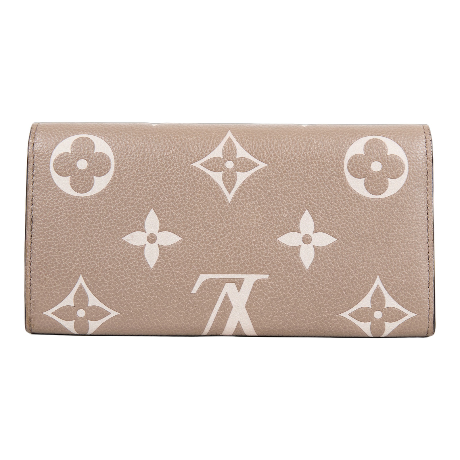 路易威登 LOUIS VUITTON Sarah 錢包 Reverse帆布 Empreinte柔軟粒面壓花牛皮 灰色 奶油色 M81049 晶片款  原廠盒子/防塵袋