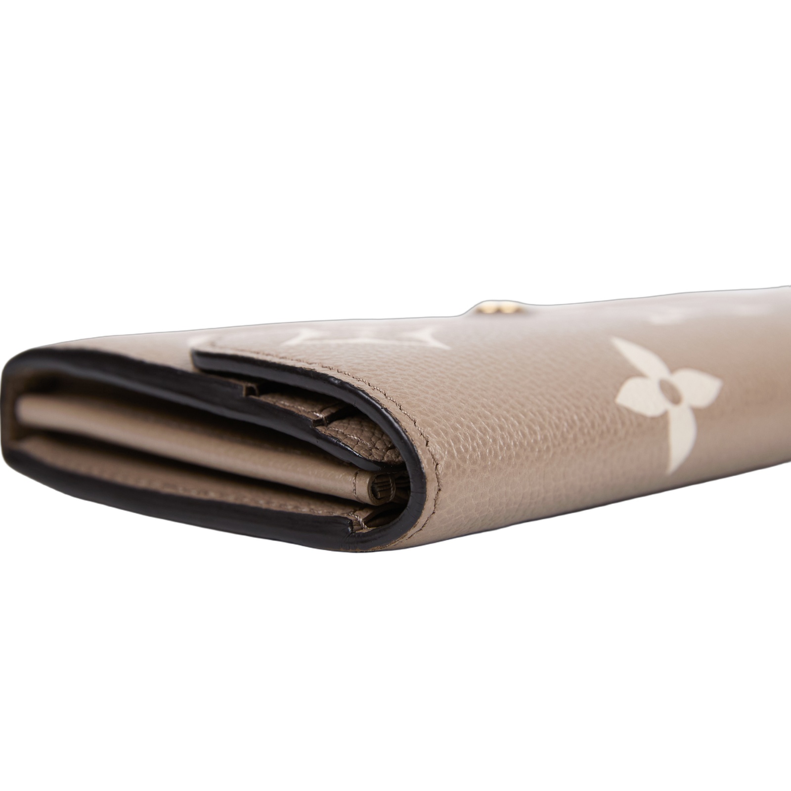 路易威登 LOUIS VUITTON Sarah 錢包 Reverse帆布 Empreinte柔軟粒面壓花牛皮 灰色 奶油色 M81049 晶片款  原廠盒子/防塵袋