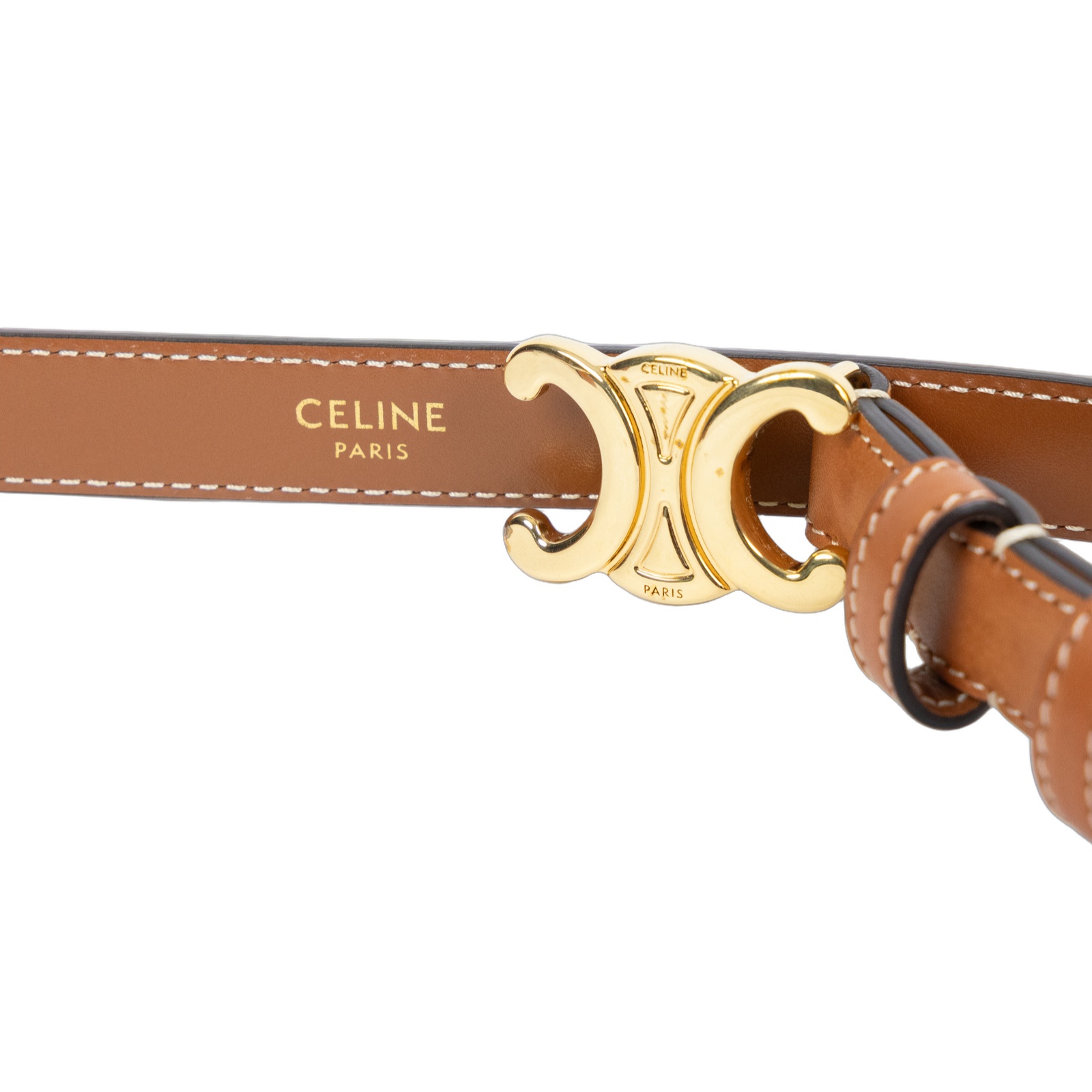 思琳 CELINE Triomphe 25毫米 腰帶 皮帶 45AK93A78_85 焦糖凱旋細皮帶#85 防塵袋