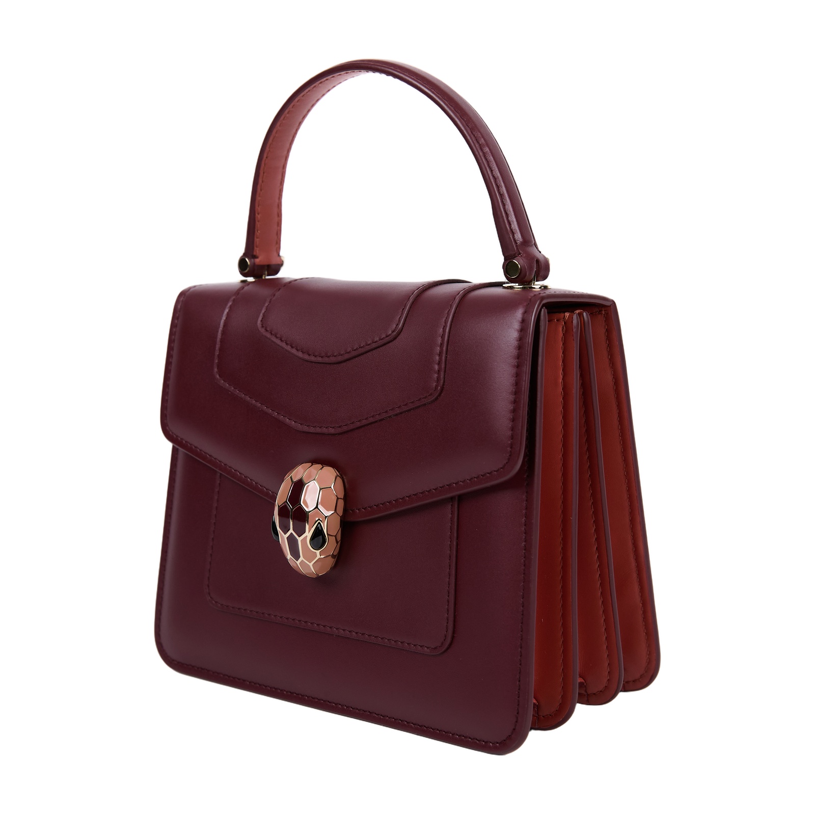 寶格麗 BVLGARI Serpenti Forever 口蓋包 肩背包 斜背包 286906 暗酒紅蛇頭包 防塵袋/背帶/雨衣