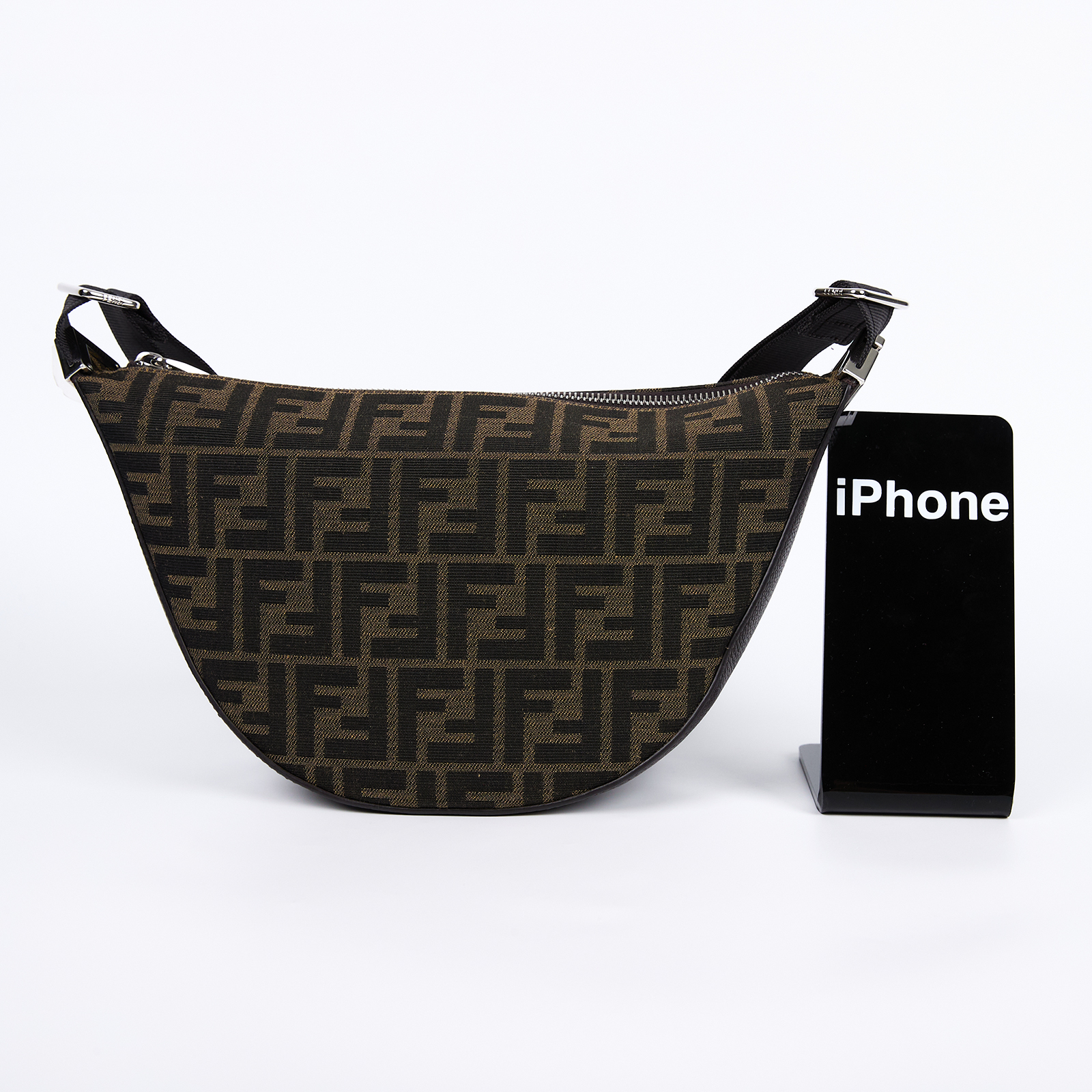 芬迪 FENDI Jacquard FF 肩背包 半月包 7VA633ASIQ 咖FF紋MELON SMALL 防塵袋/商品標籤卡