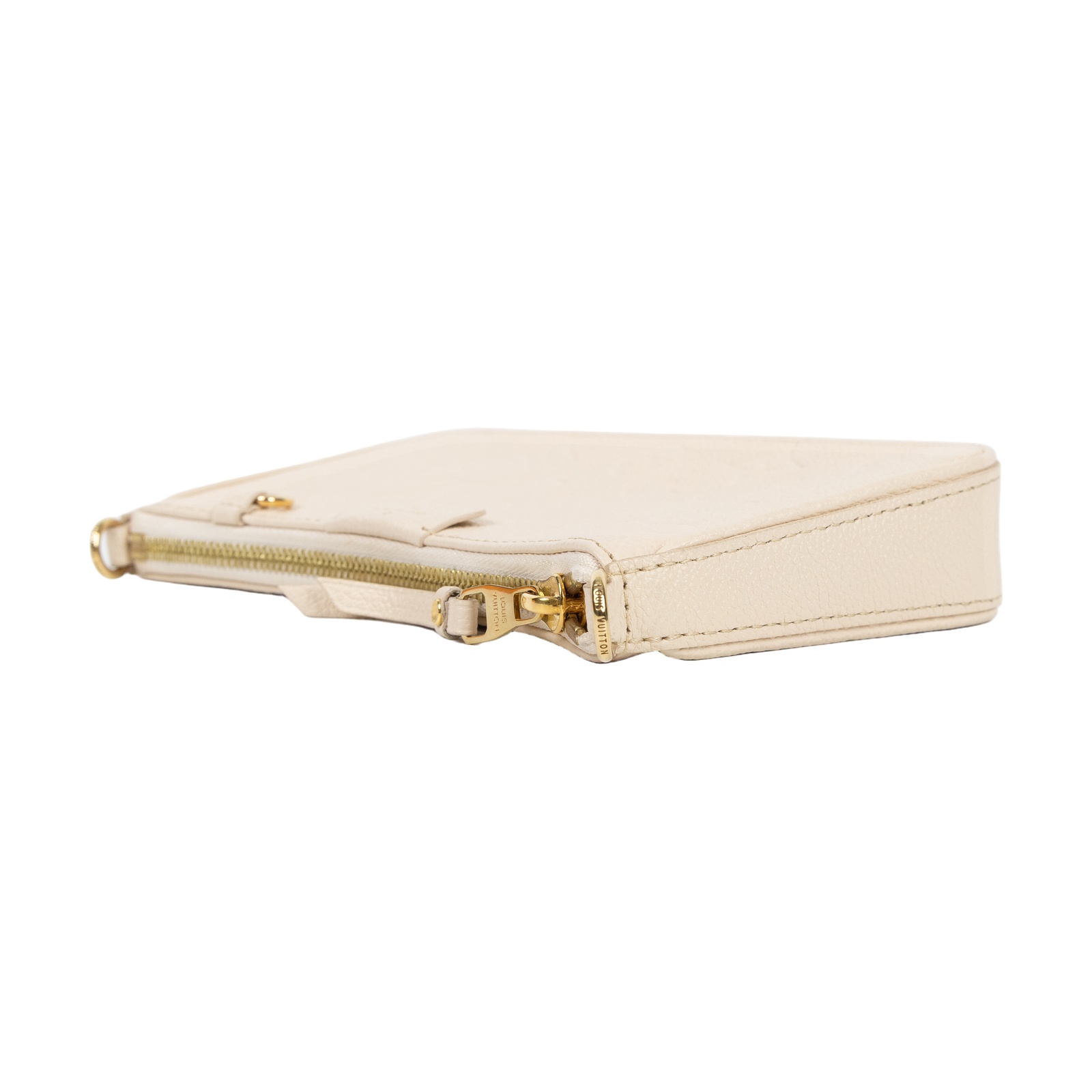 路易威登 LOUIS VUITTON Easy Pouch On Strap 壓紋牛皮二用包 奶油色 M81066 晶片款  原廠盒子/ 防塵袋/背帶2