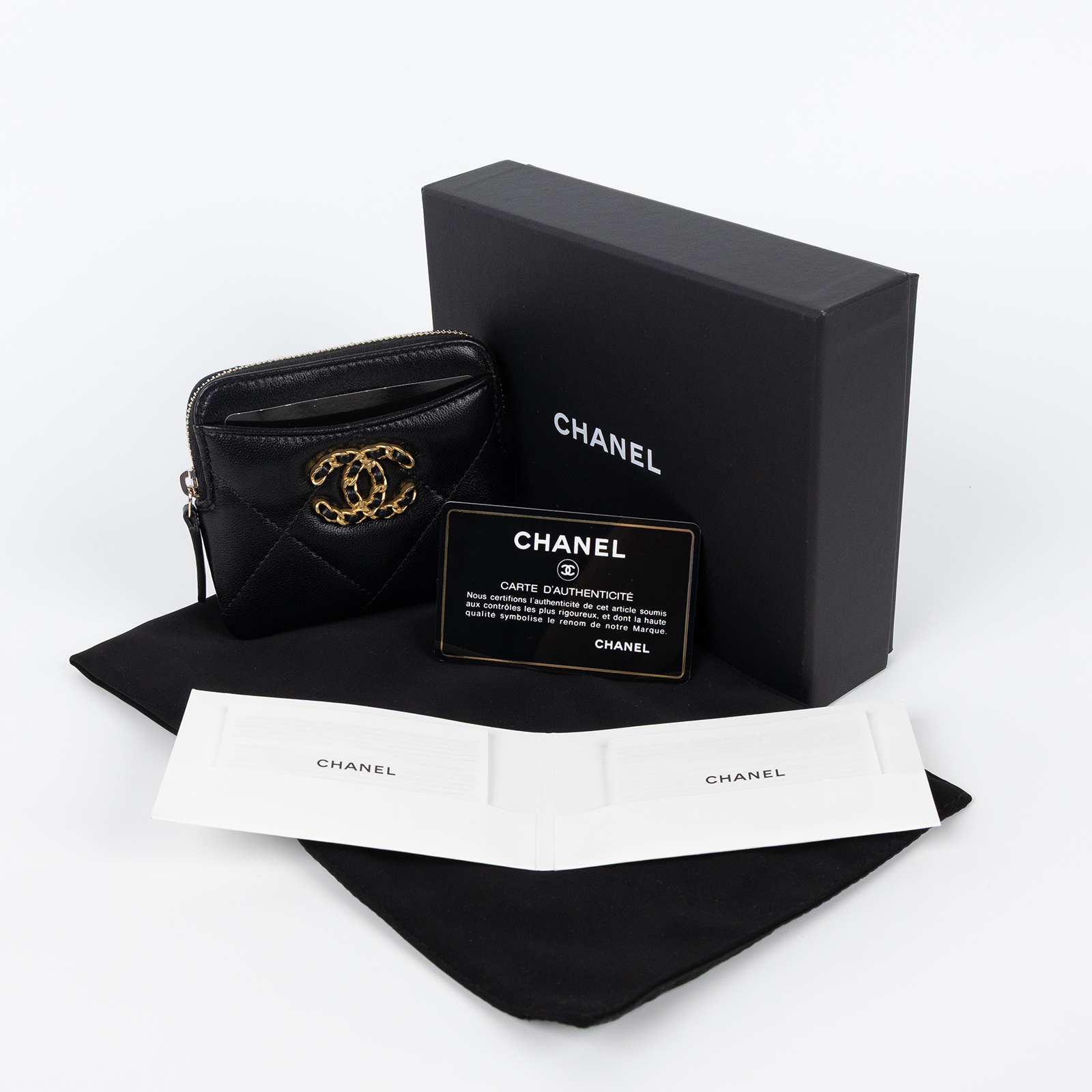 香奈兒 CHANEL 19 菱格紋 拉鍊零錢包 AP2086 31開黑19吐司零錢包 保證卡/防塵袋/原廠盒子