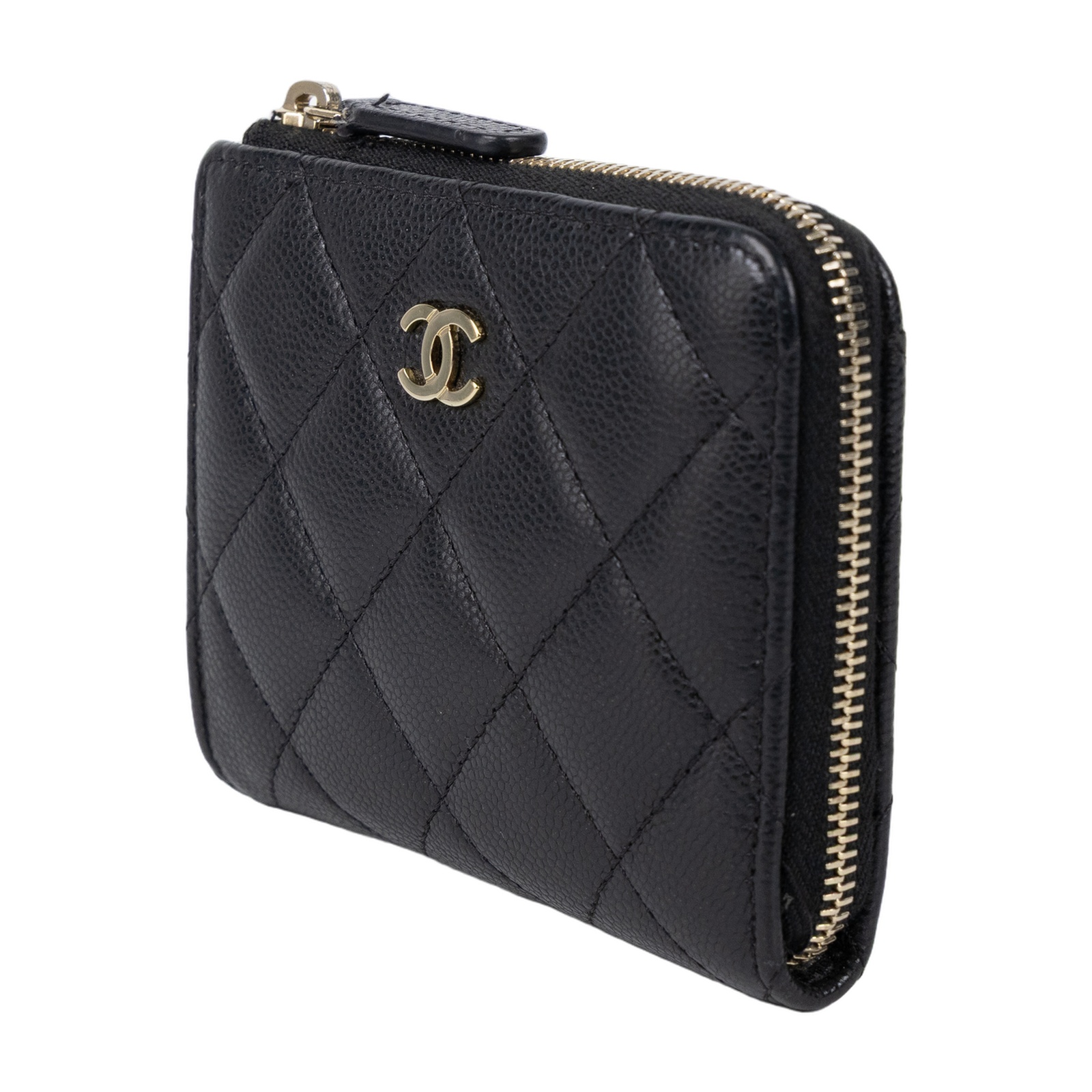 香奈兒 CHANEL CC LOGO 零錢包 卡片夾 AP3999 晶片款 L型荔枝拉鏈短夾 原廠盒子/防塵袋/購買證明影本