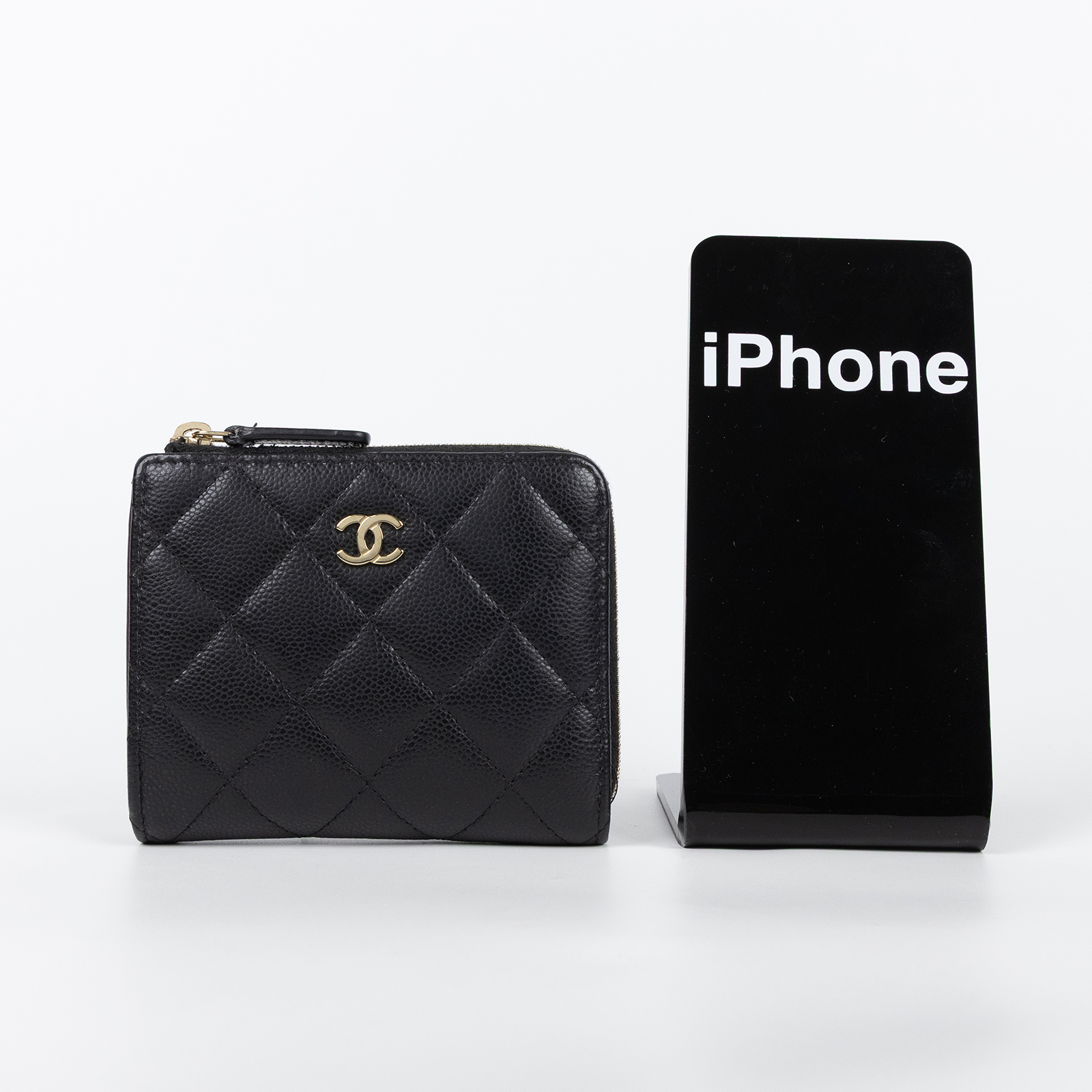 香奈兒 CHANEL CC LOGO 零錢包 卡片夾 AP3999 晶片款 L型荔枝拉鏈短夾 原廠盒子/防塵袋/購買證明影本