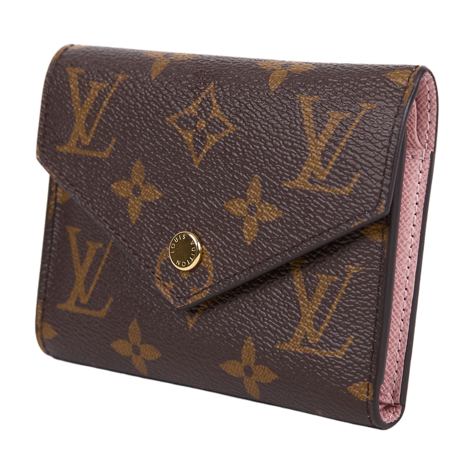 路易威登 LOUIS VUITTON Victorine 錢包 塗層帆布 芭蕾粉色 M62360 晶片款 原花粉VICTORINE三折短夾 原廠盒子/防塵袋