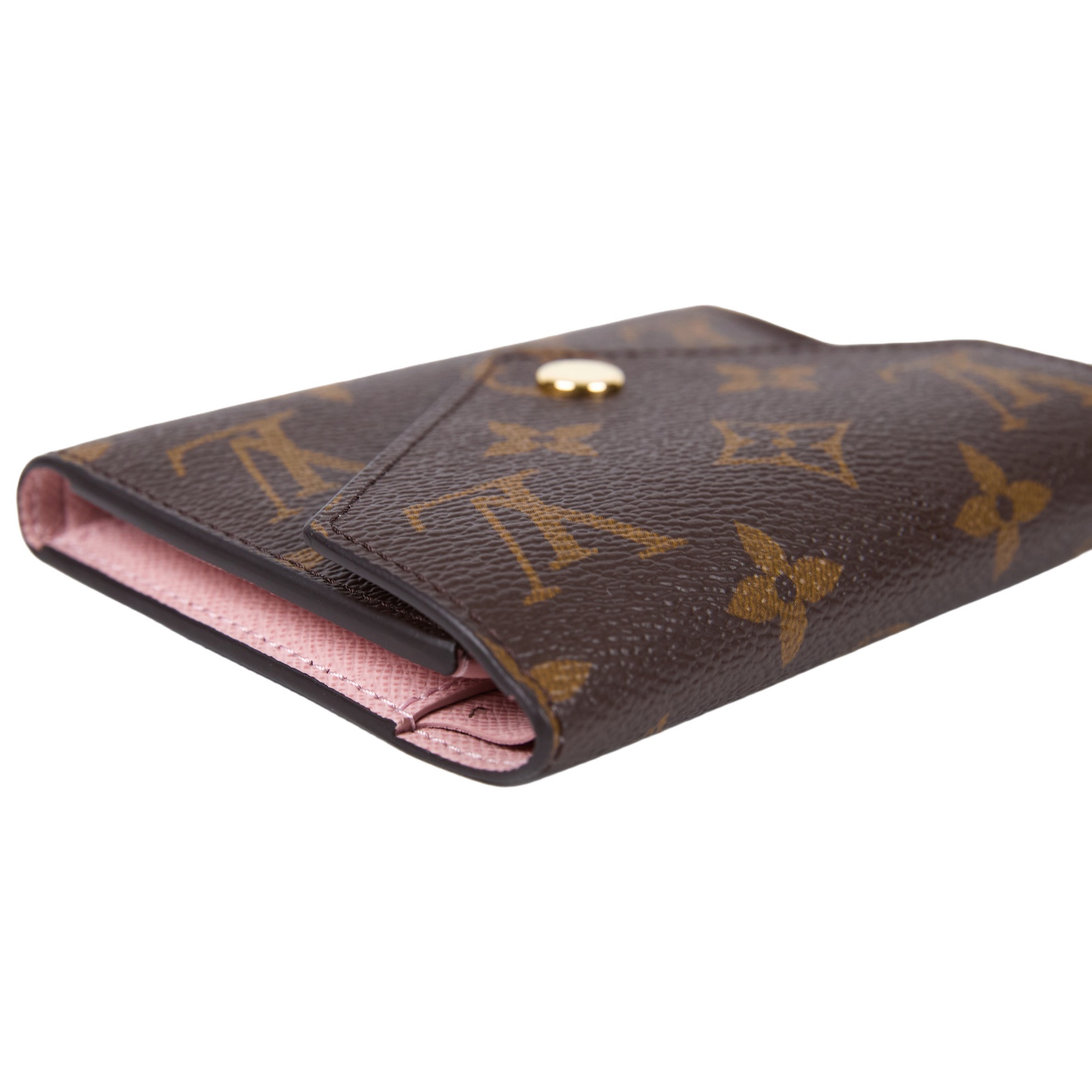 路易威登 LOUIS VUITTON Victorine 錢包 塗層帆布 芭蕾粉色 M62360 晶片款 原花粉VICTORINE三折短夾 原廠盒子/防塵袋