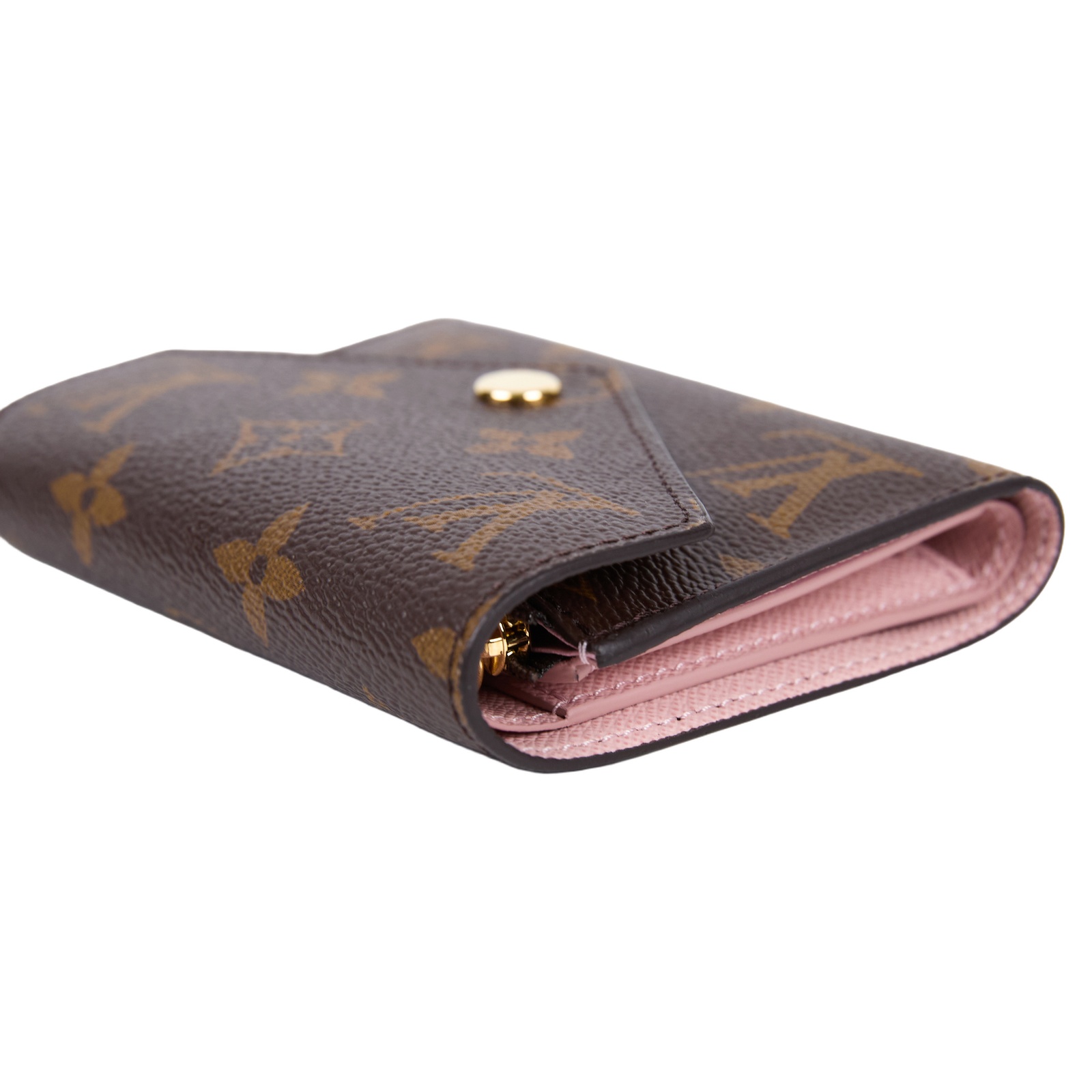 路易威登 LOUIS VUITTON Victorine 錢包 塗層帆布 芭蕾粉色 M62360 晶片款 原花粉VICTORINE三折短夾 原廠盒子/防塵袋