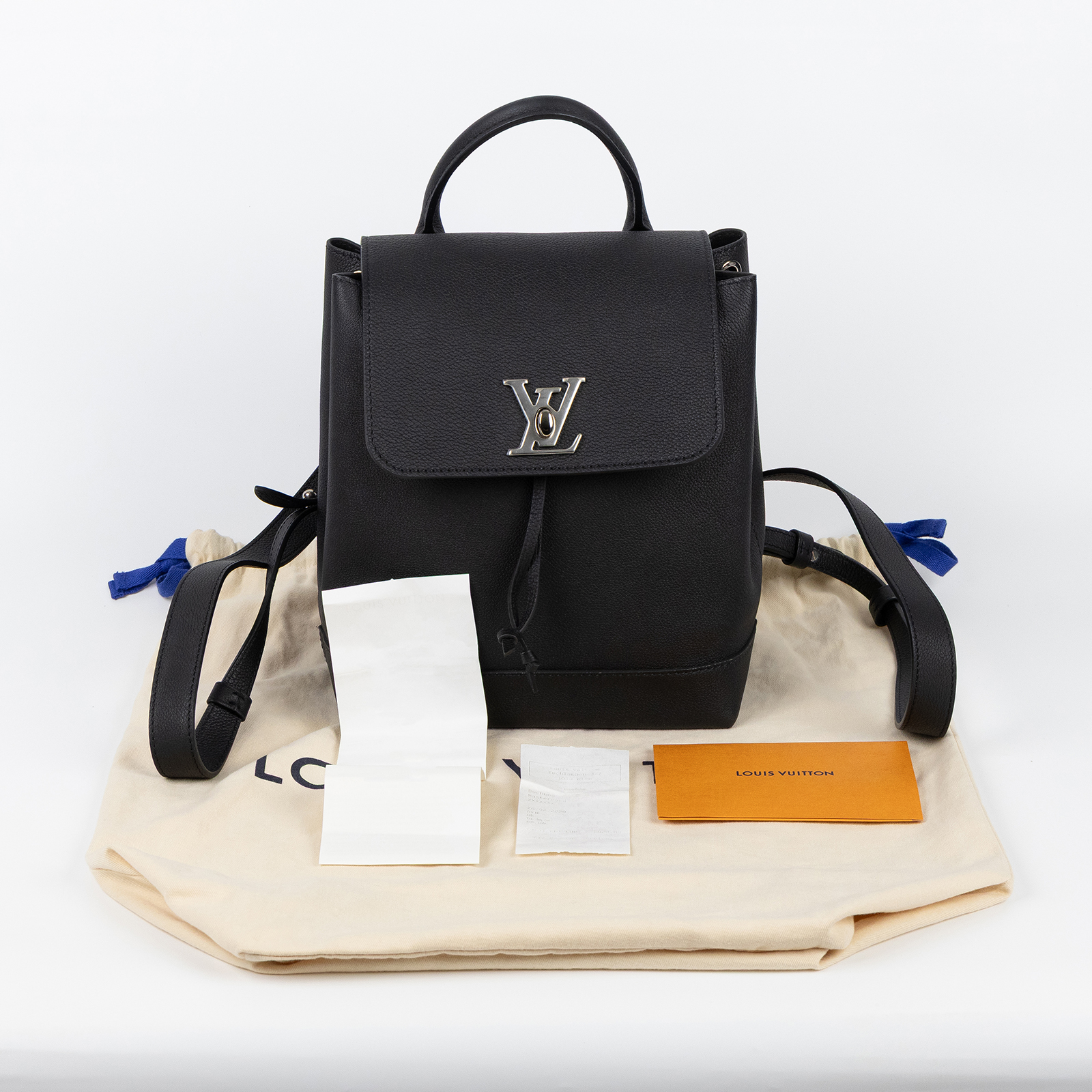 路易威登 LOUIS VUITTON Lockme Backpack 翻蓋 束口 後背包 M41815 黑LOCKME後背包 防塵袋/購買證明正本