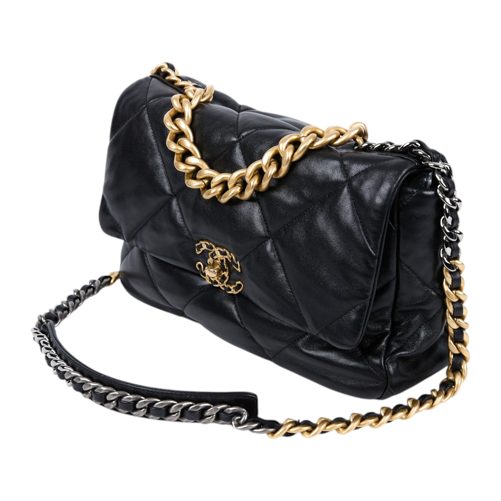 香奈兒 CHANEL 19 大型口蓋包 AS1161 30開 黑金19包 30CM 防塵袋/保證卡