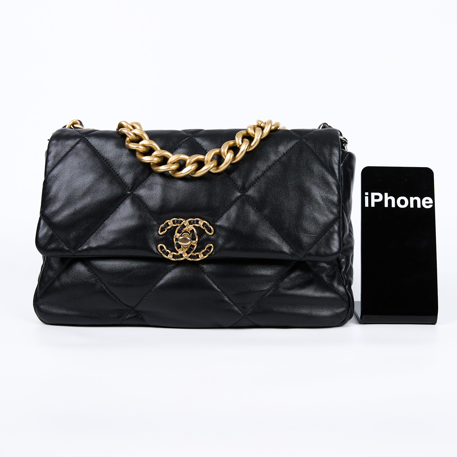 香奈兒 CHANEL 19 大型口蓋包 AS1161 30開 黑金19包 30CM 防塵袋/保證卡