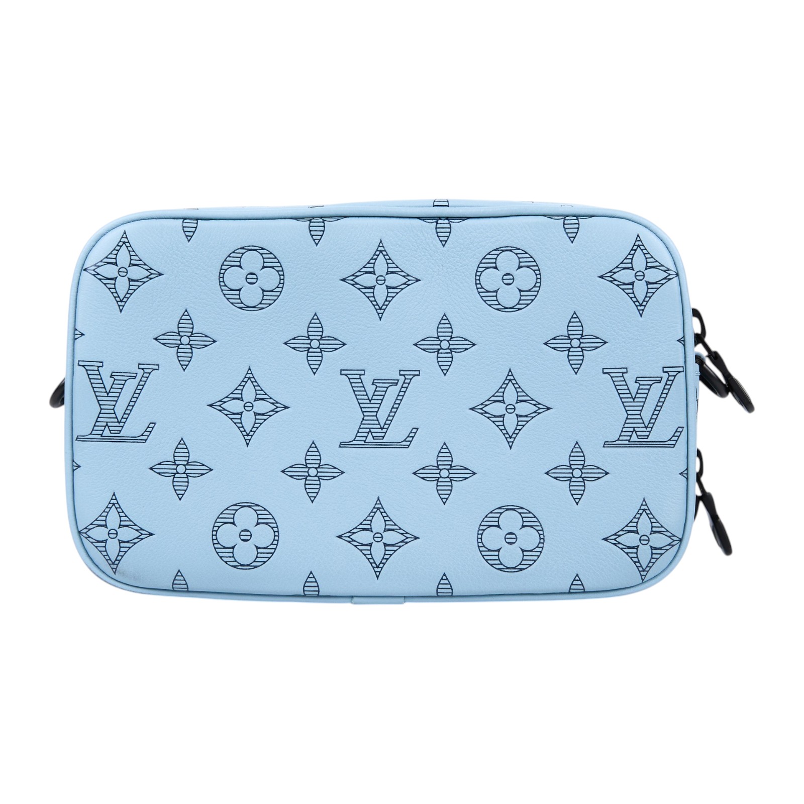 路易威登 LOUIS VUITTON Nano Alpha 可穿戴式錢包 斜背包 M14790 晶片款 寶寶藍原花壓紋ALPHA相機包 原廠盒子/防塵袋/背帶