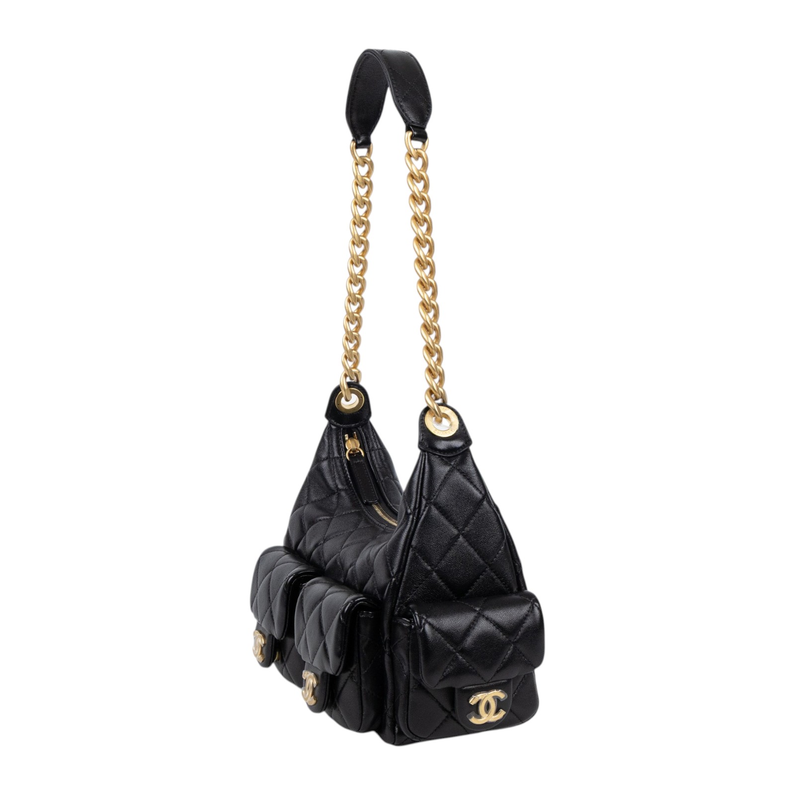 香奈兒 CHANEL 流浪包 AS5339 B18791 晶片款 黑金羊HOBO 原廠盒子/防塵袋/購買證明正本