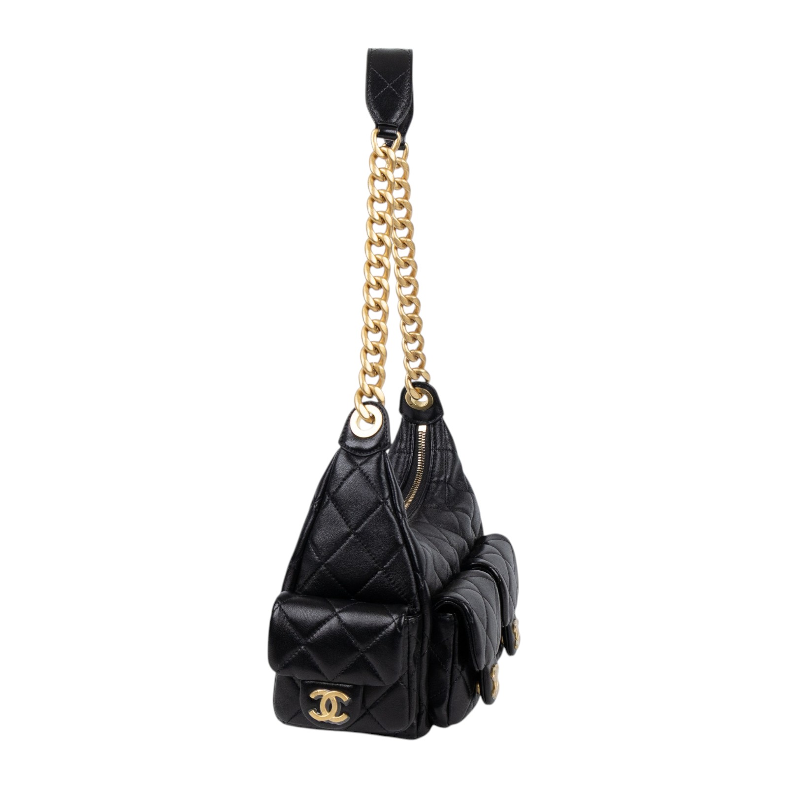 香奈兒 CHANEL 流浪包 AS5339 B18791 晶片款 黑金羊HOBO 原廠盒子/防塵袋/購買證明正本