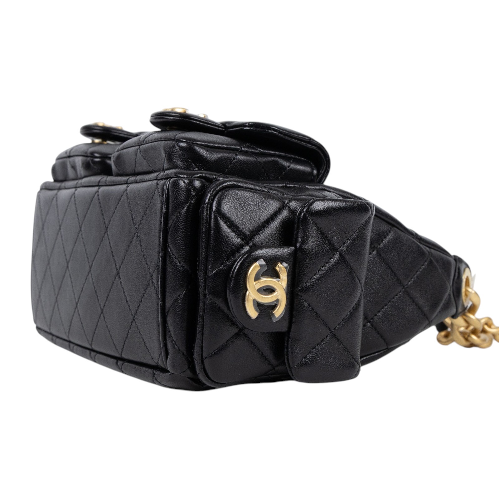 香奈兒 CHANEL 流浪包 AS5339 B18791 晶片款 黑金羊HOBO 原廠盒子/防塵袋/購買證明正本