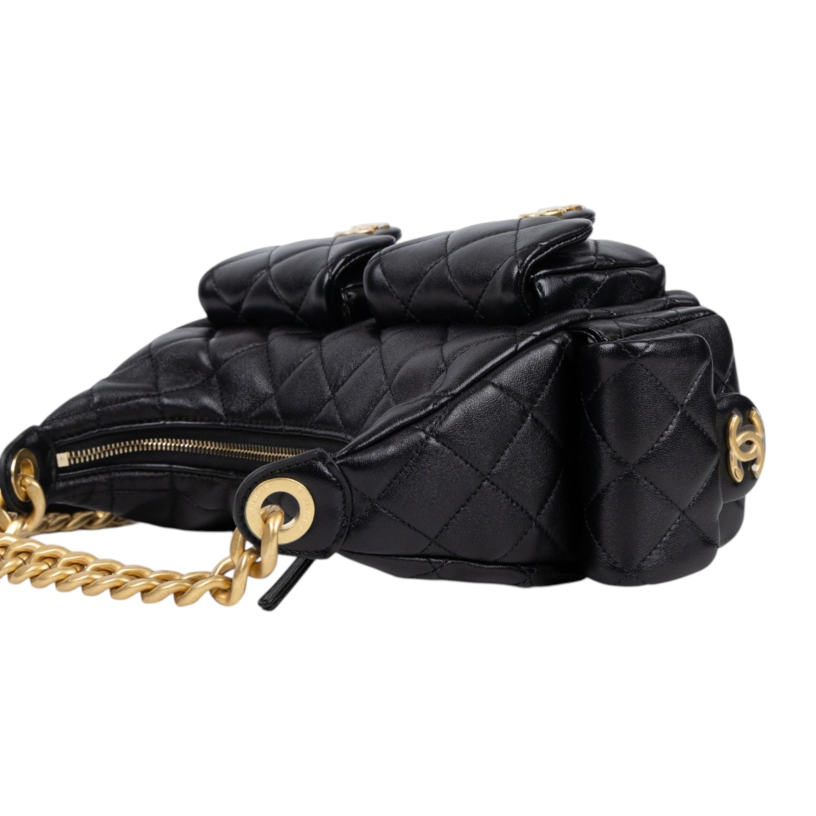 香奈兒 CHANEL 流浪包 AS5339 B18791 晶片款 黑金羊HOBO 原廠盒子/防塵袋/購買證明正本
