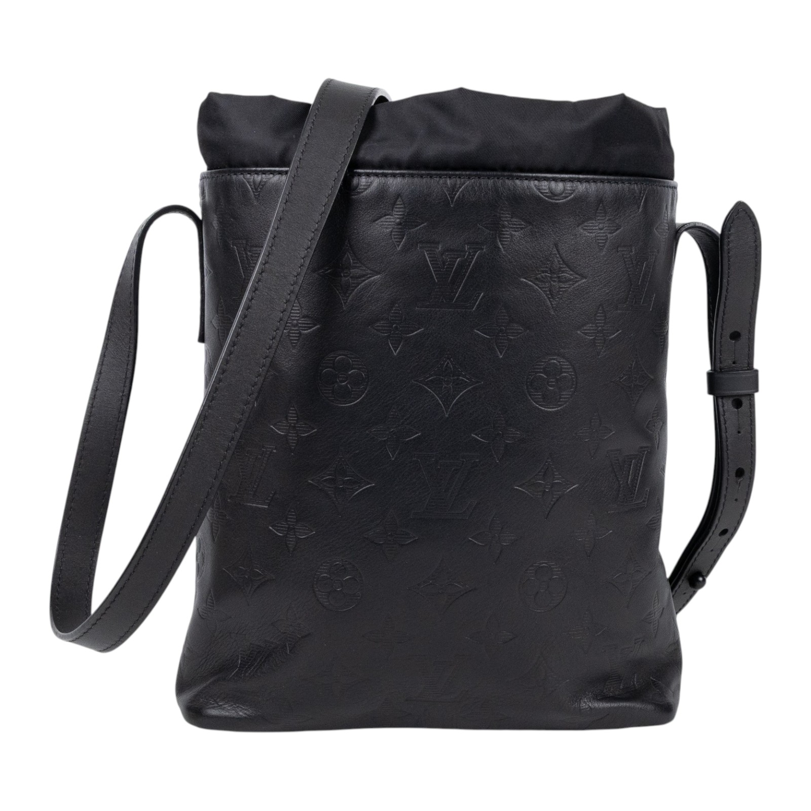 路易威登 LOUIS VUITTON Nano 肩背包 斜背包 M43875 黑壓紋SHADOW NANO 斜背包 防塵袋