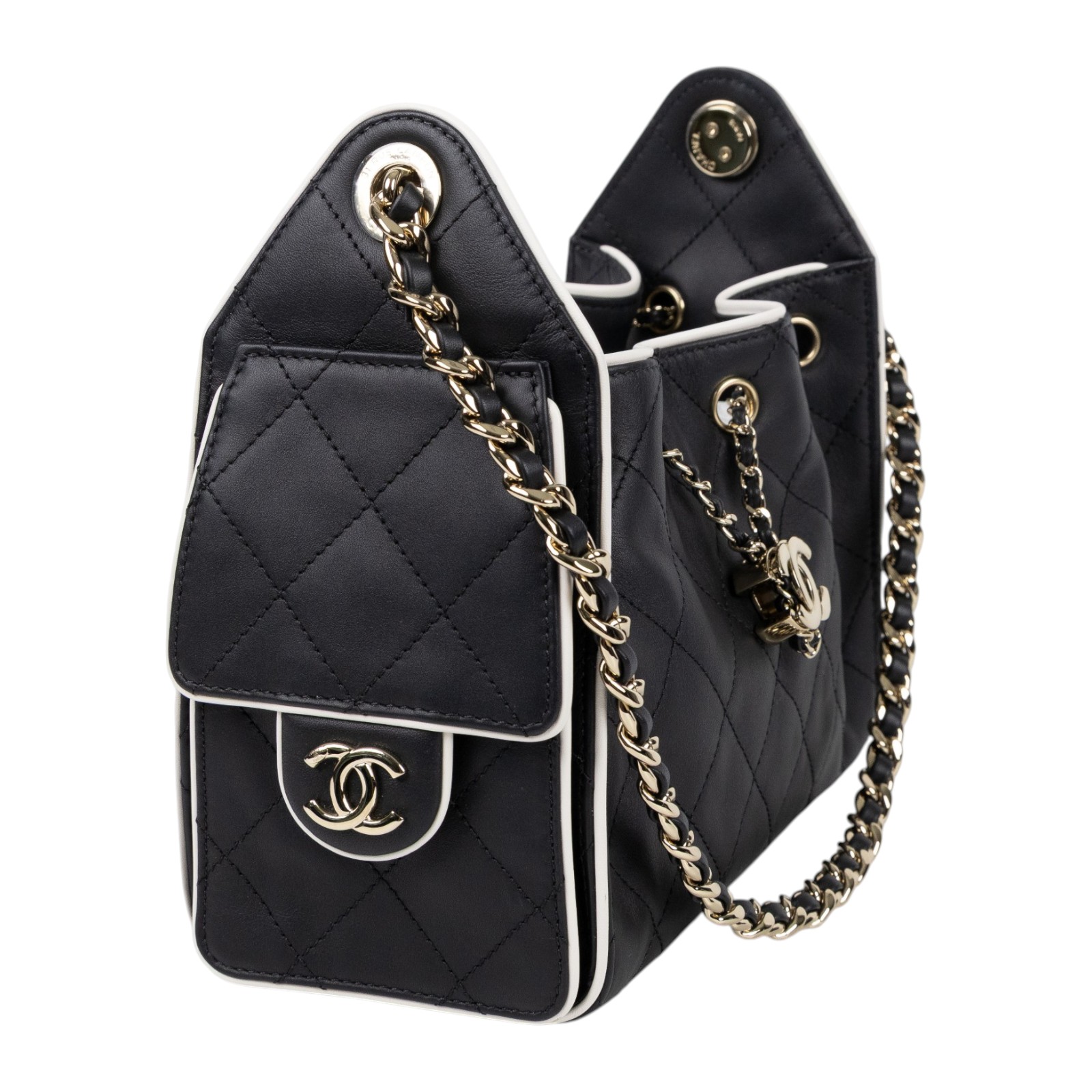 香奈兒 CHANEL 25 迷你包 AS5631 B24123 晶片款 黑銀白邊25包 MINI 原廠盒子/防塵袋/購買證明影本