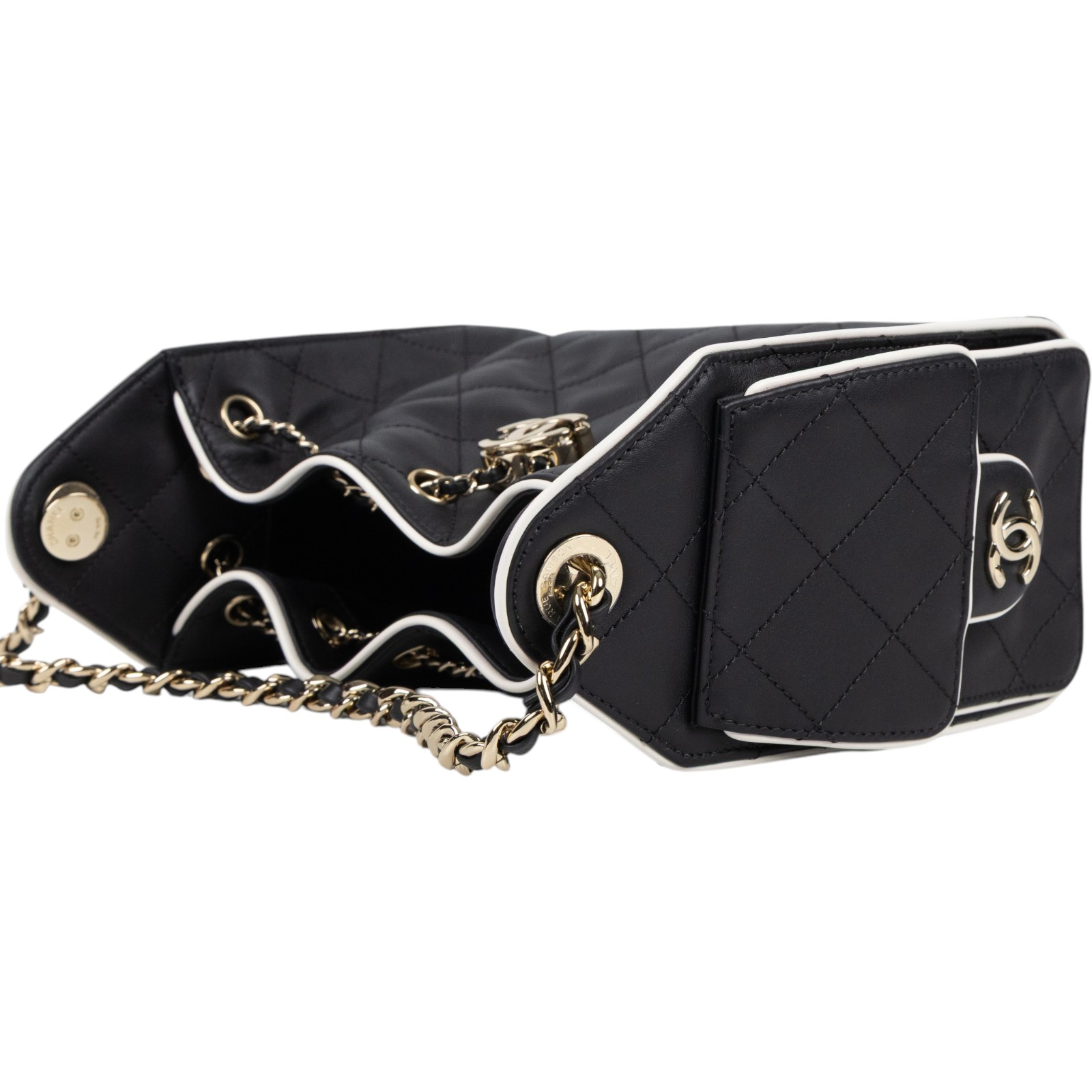 香奈兒 CHANEL 25 迷你包 AS5631 B24123 晶片款 黑銀白邊25包 MINI 原廠盒子/防塵袋/購買證明影本