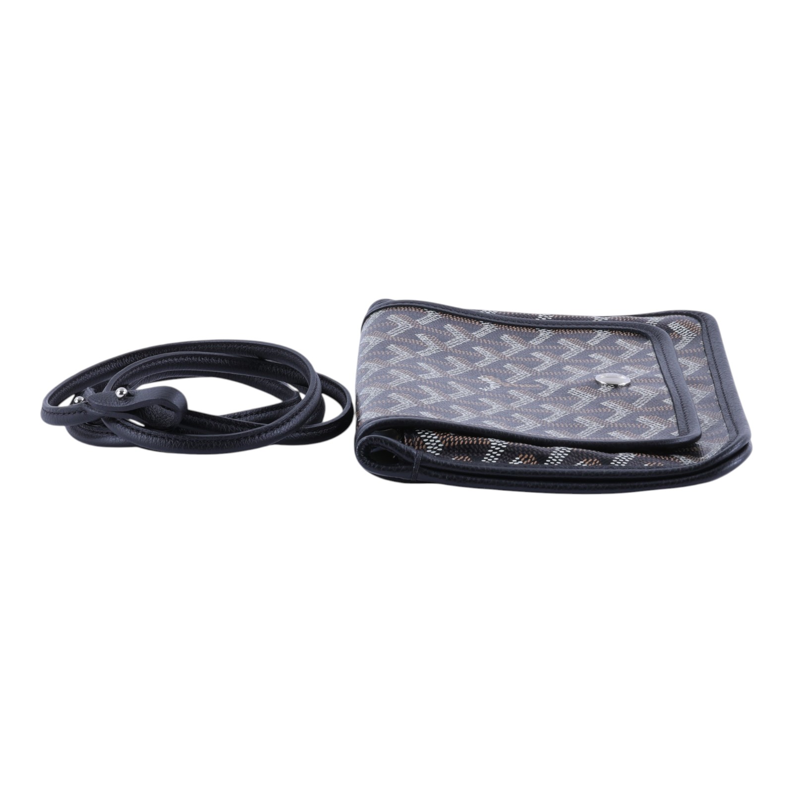 高雅德 GOYARD Plumet Pocket Wallet 肩背 隨身錢包 PLUMETPMLTY 黑PLUMET 防塵袋/購買證明影本/背帶