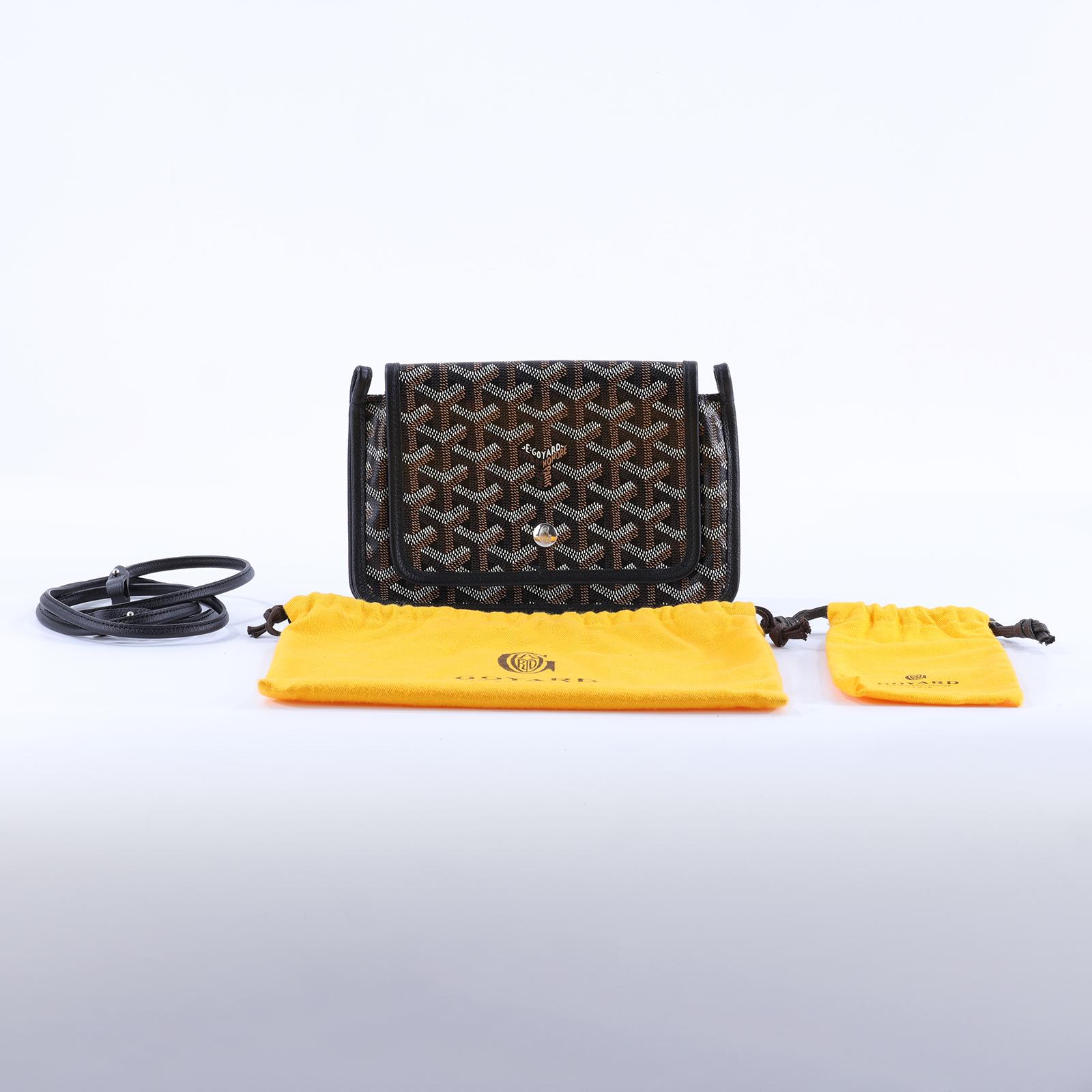 高雅德 GOYARD Plumet Pocket Wallet 肩背 隨身錢包 PLUMETPMLTY 黑PLUMET 防塵袋/購買證明影本/背帶