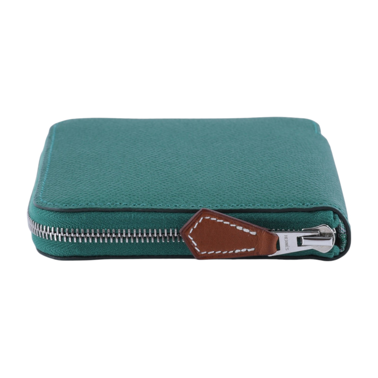 愛馬仕 Hermes SilkIn 拉鍊 絲巾 短夾 錢包 銀色五金 戀愛粉色 常綠色 H086388CKAB /W TS 011 AU  原廠盒子/購買證明影本