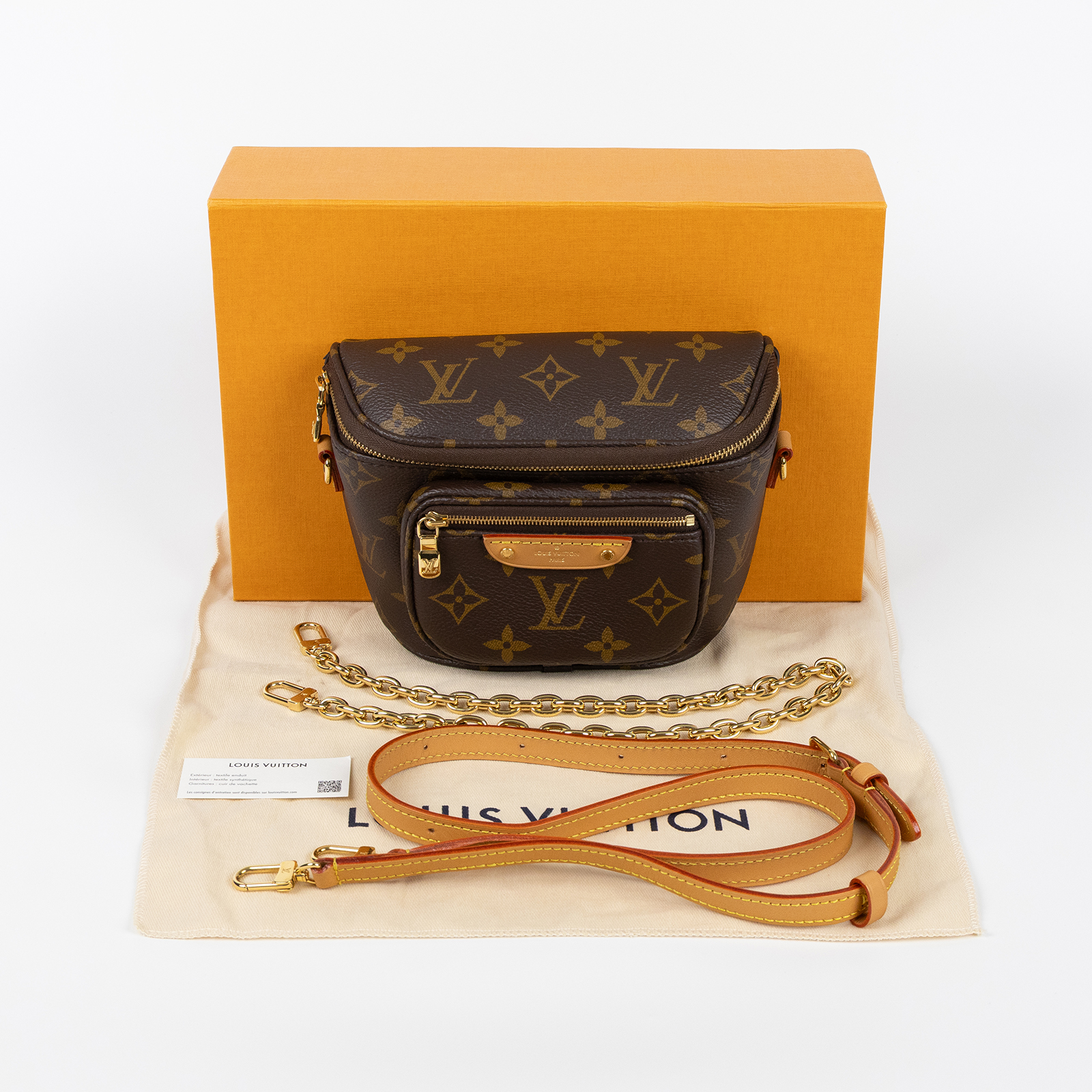路易威登 LOUIS VUITTON Mini Bumbag 迷你 腰包 鏈條 單肩包 M82335 晶片款  原廠盒子/防塵袋/背帶2