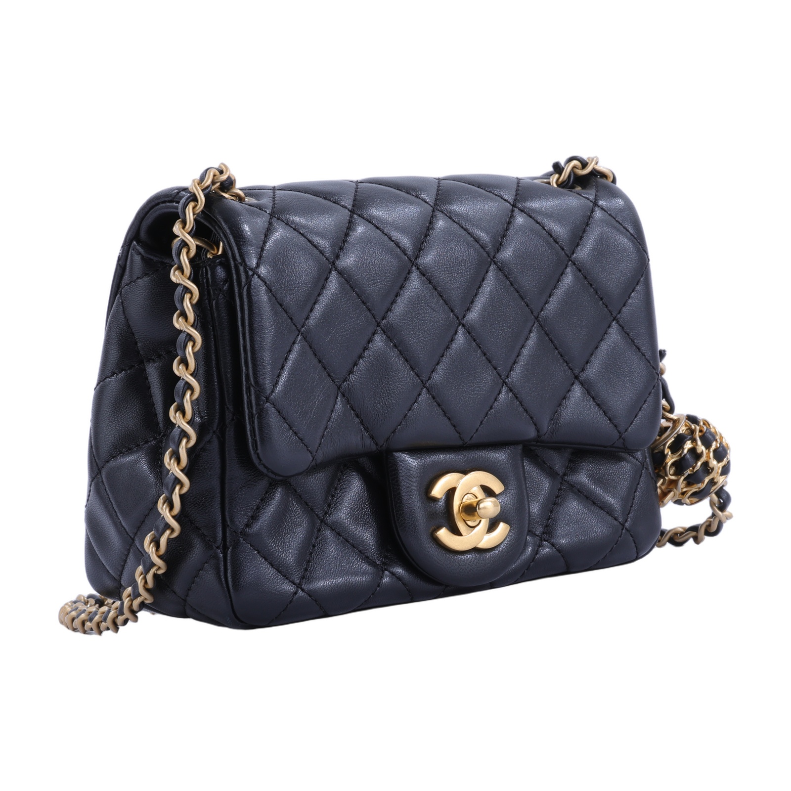 香奈兒 CHANEL Coco 20  肩背 斜背 迷你 口蓋包 AS1786 B08034 晶片款 核桃金球方胖 原廠盒子/防塵袋/購買證明影本