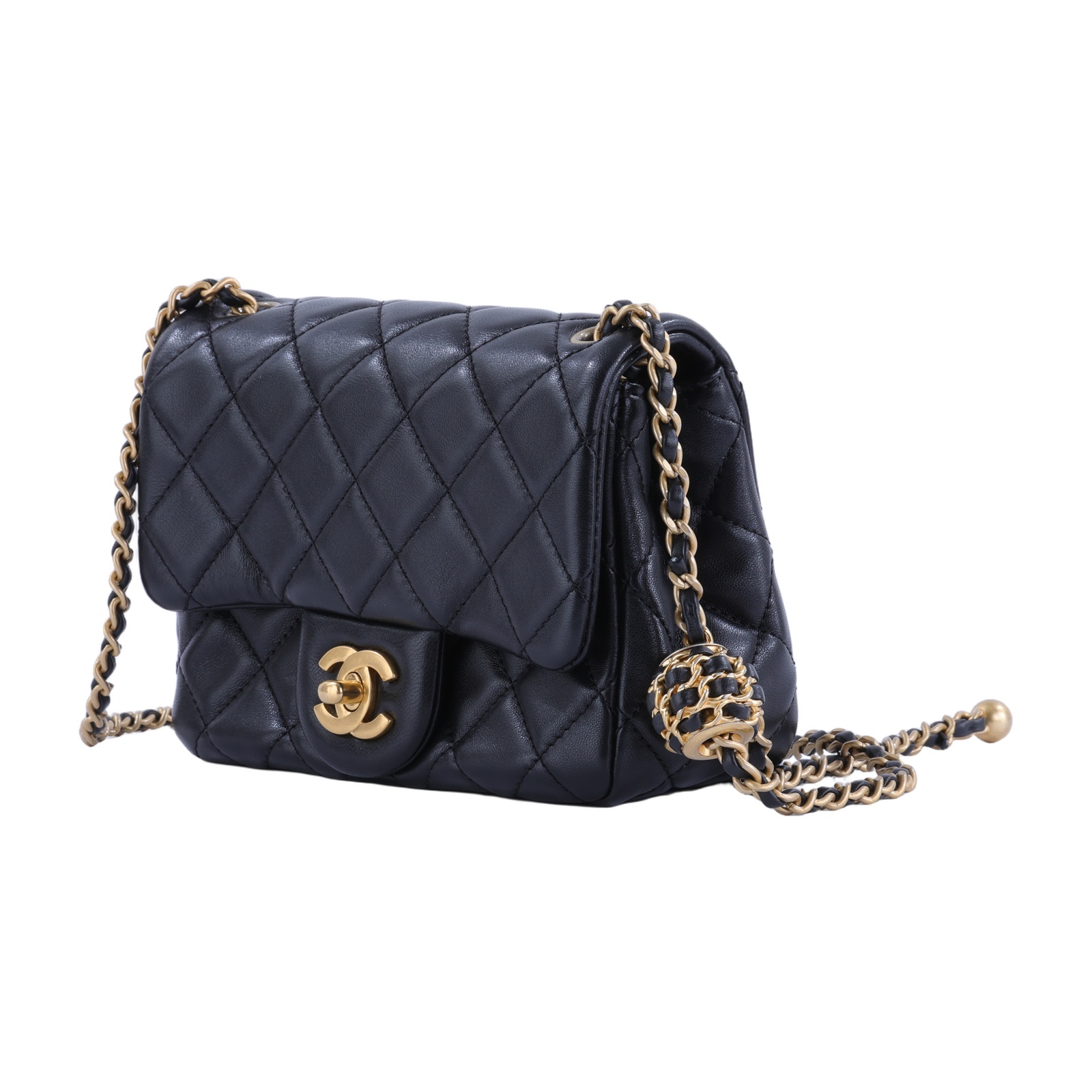 香奈兒 CHANEL Coco 20  肩背 斜背 迷你 口蓋包 AS1786 B08034 晶片款 核桃金球方胖 原廠盒子/防塵袋/購買證明影本
