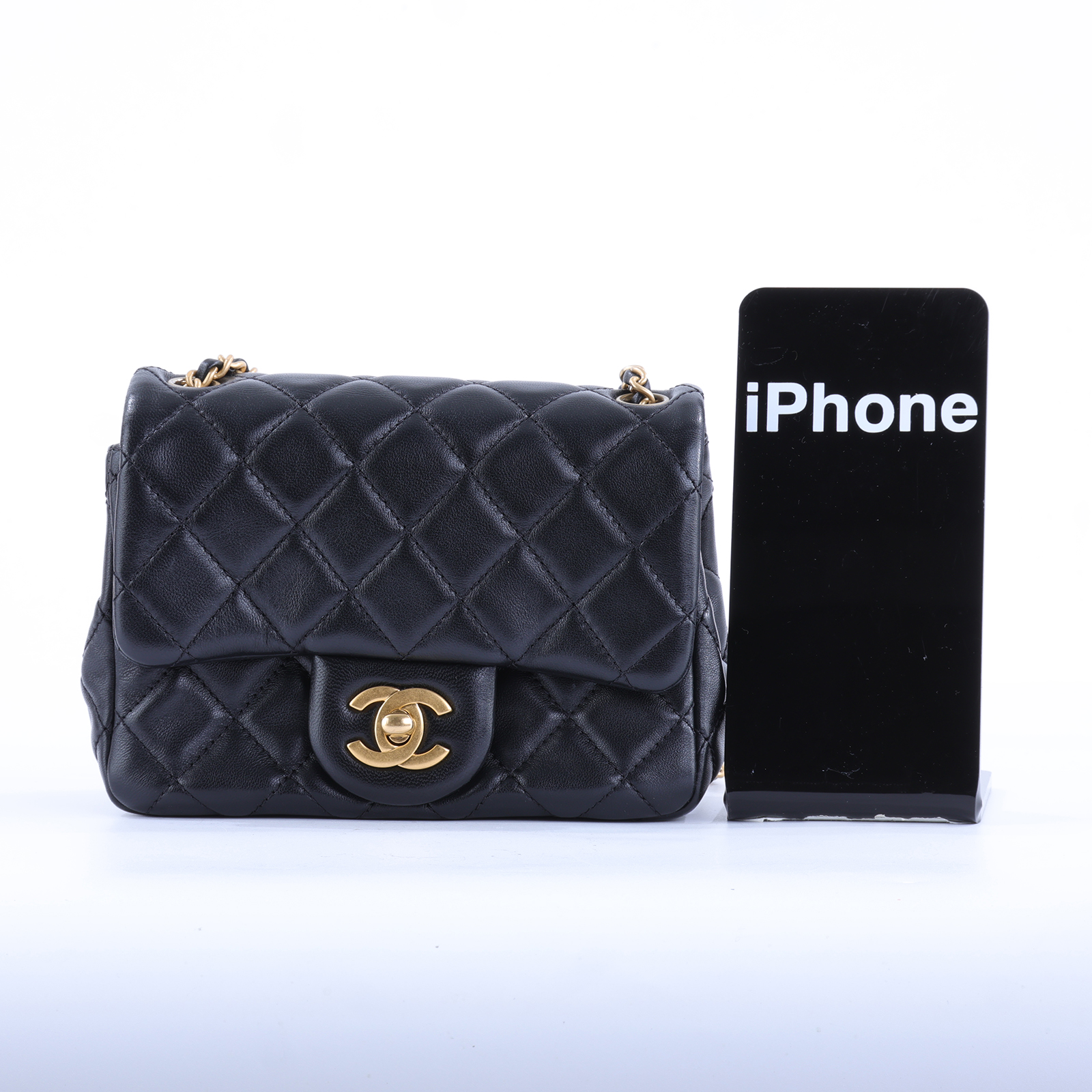 香奈兒 CHANEL Coco 20  肩背 斜背 迷你 口蓋包 AS1786 B08034 晶片款 核桃金球方胖 原廠盒子/防塵袋/購買證明影本