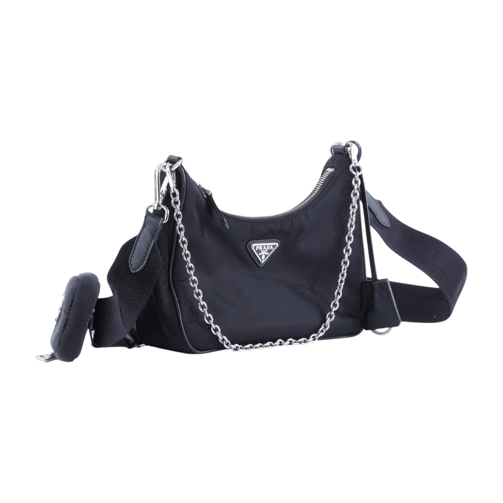 普拉達 PRADA Re-Edition 2005 Re-Nylon 手袋 1BH204_R064 黑尼龍三合一HOBO 防塵袋/背帶x2/內袋