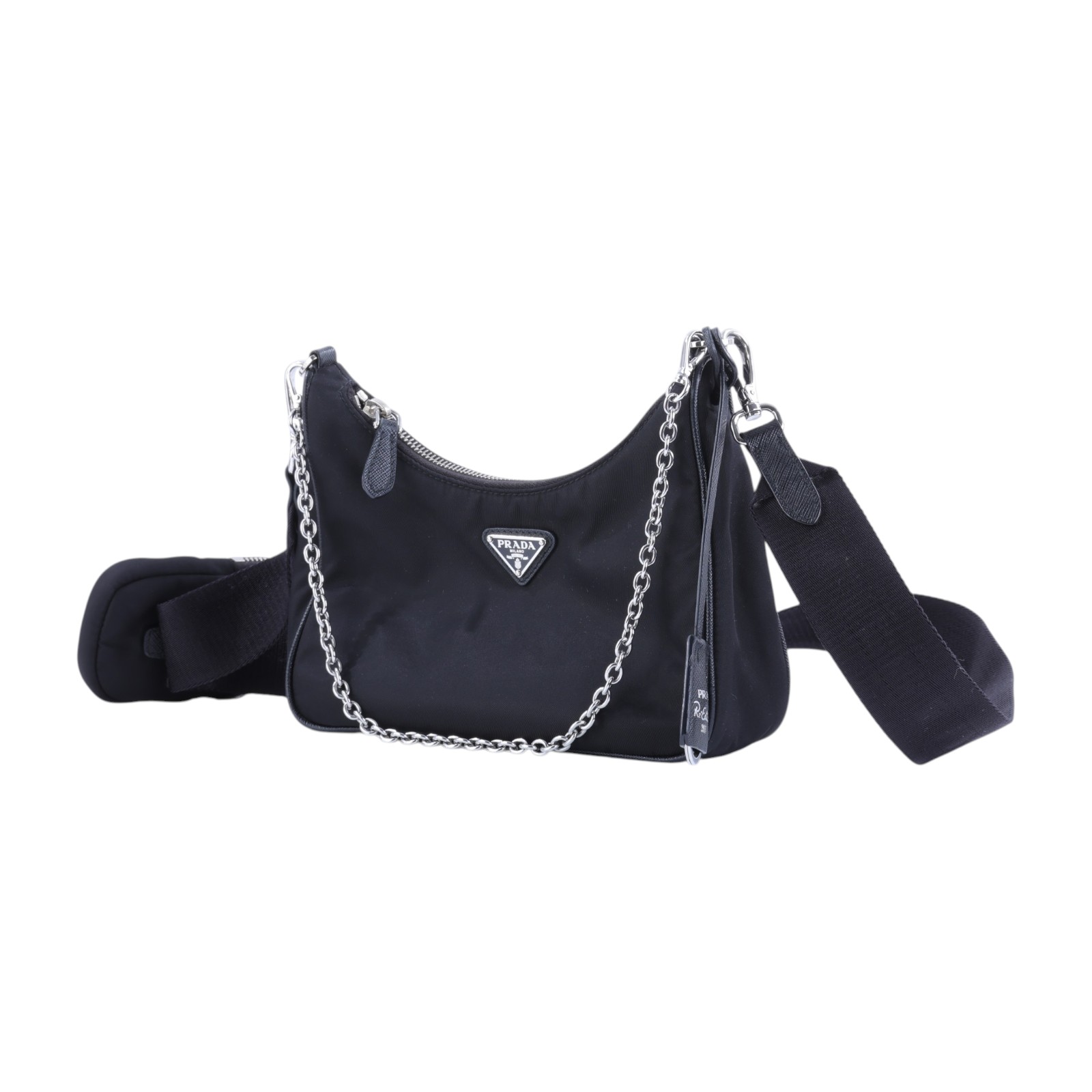 普拉達 PRADA Re-Edition 2005 Re-Nylon 手袋 1BH204_R064 黑尼龍三合一HOBO 防塵袋/背帶x2/內袋