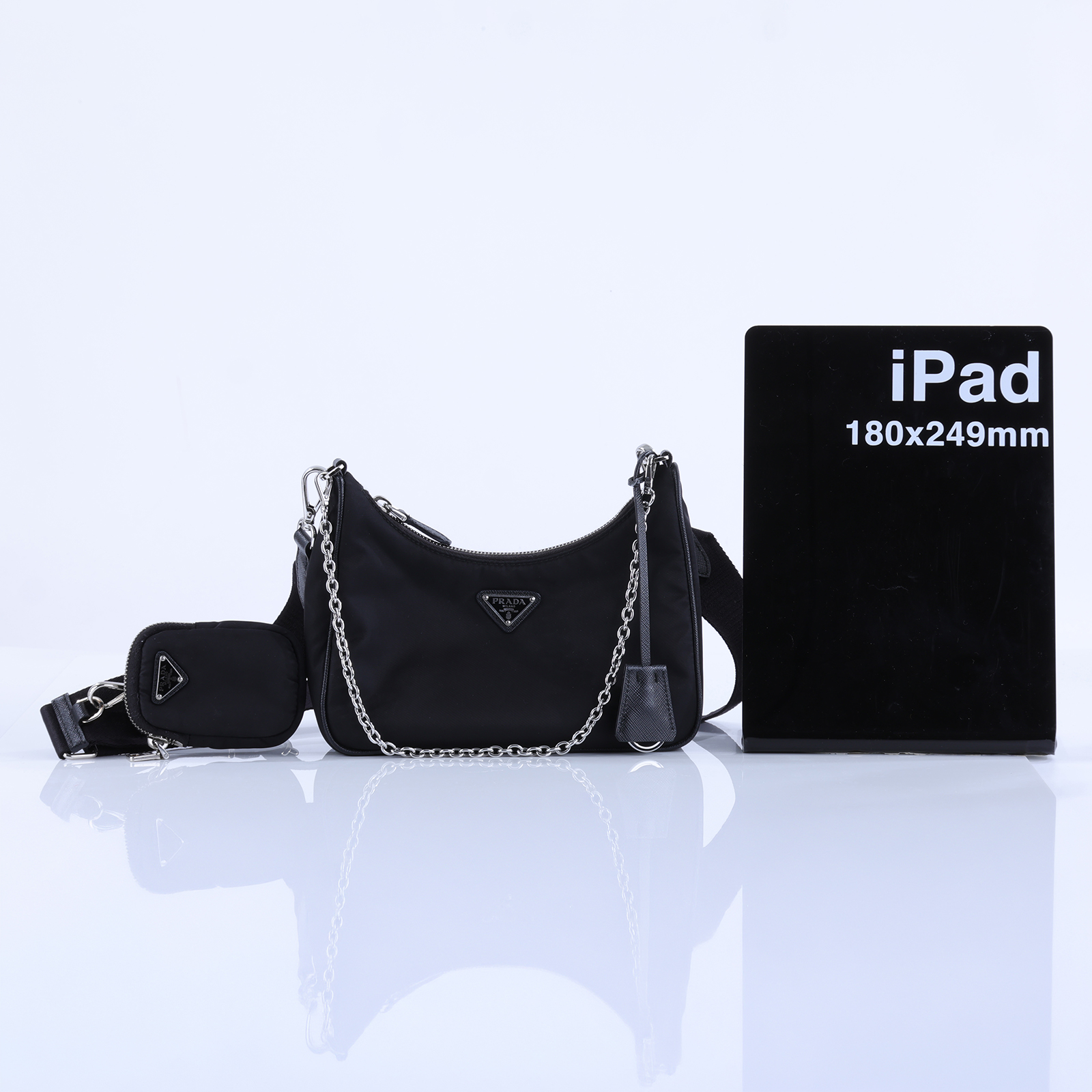 普拉達 PRADA Re-Edition 2005 Re-Nylon 手袋 1BH204_R064 黑尼龍三合一HOBO 防塵袋/背帶x2/內袋
