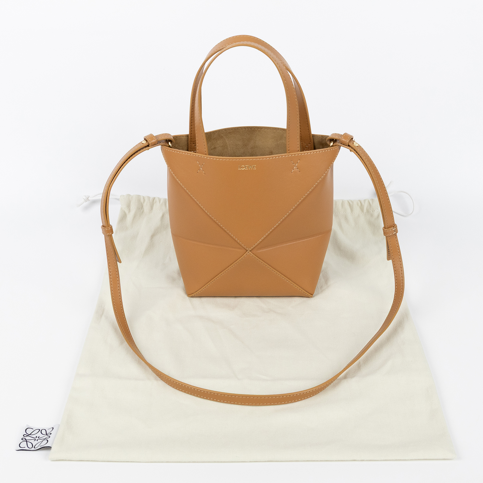 羅意威 LOEWE Mini Puzzle Fold Tote 肩背 手提包 迷你 A657V25X01 焦糖PUZZLE FOLD TOTE MINI 防塵袋