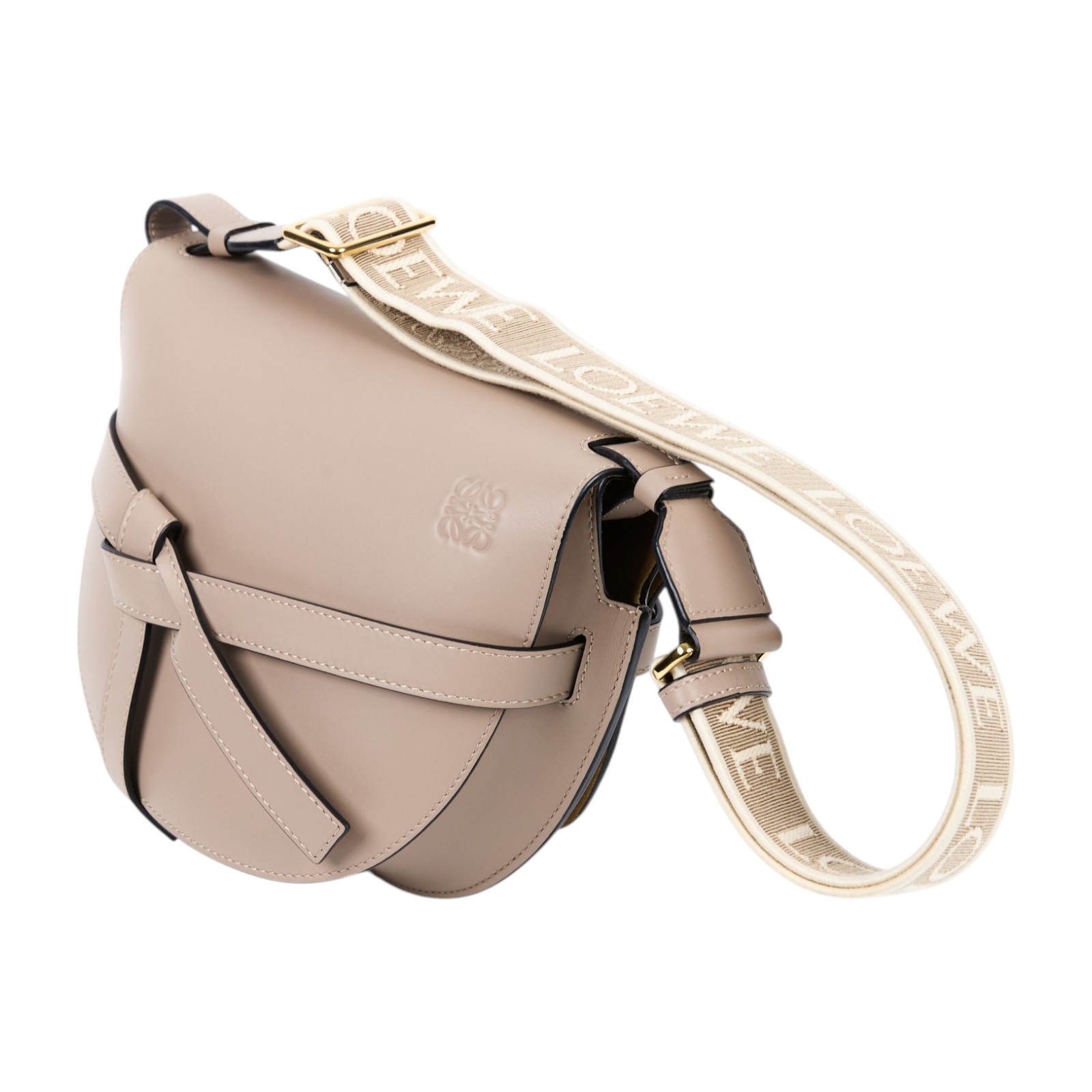羅意威 LOEWE Small Gate bag 小型 小牛皮 肩背包 帆布背帶 A650T20X40 燕麥灰 GATE SMALL 防塵袋