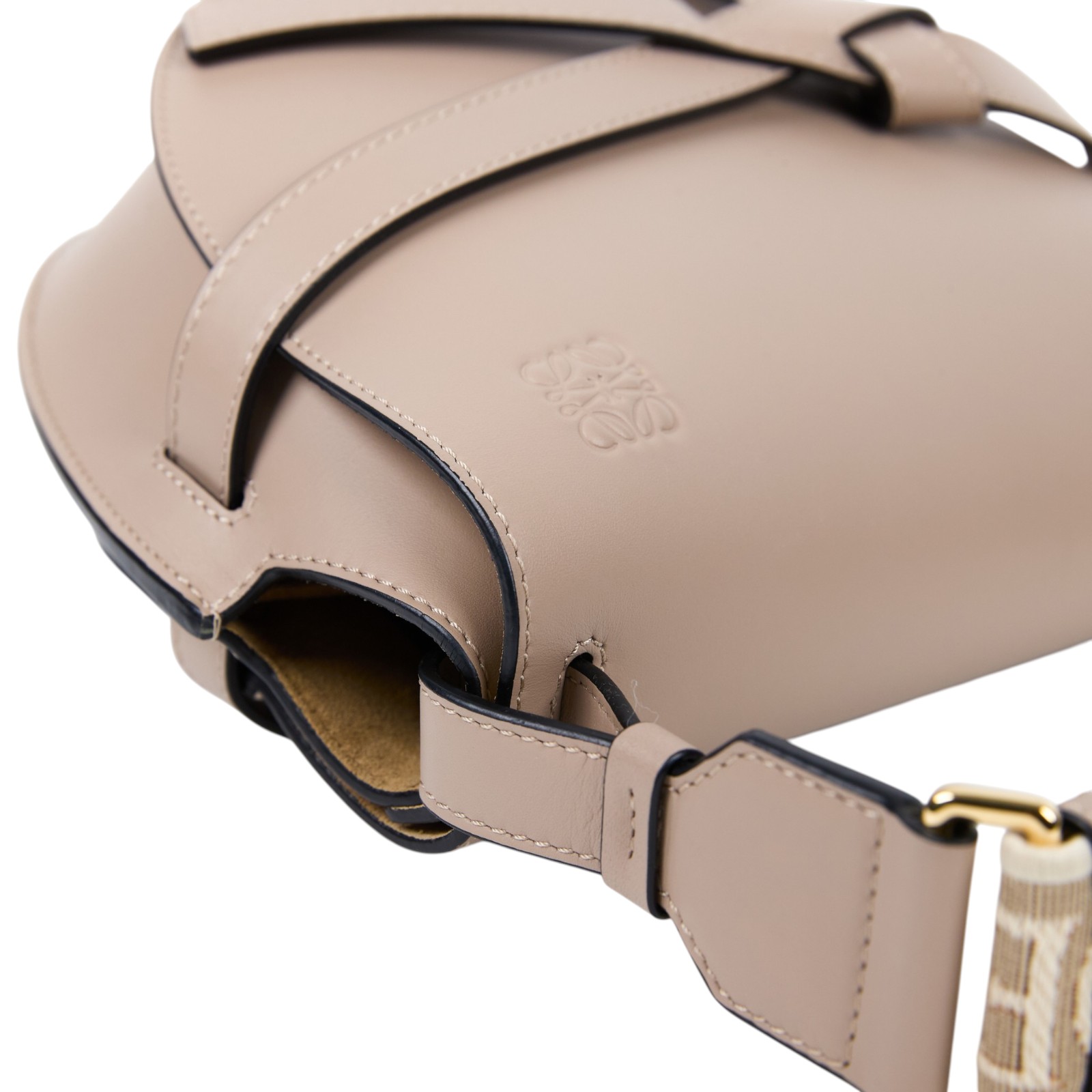 羅意威 LOEWE Small Gate bag 小型 小牛皮 肩背包 帆布背帶 A650T20X40 燕麥灰 GATE SMALL 防塵袋