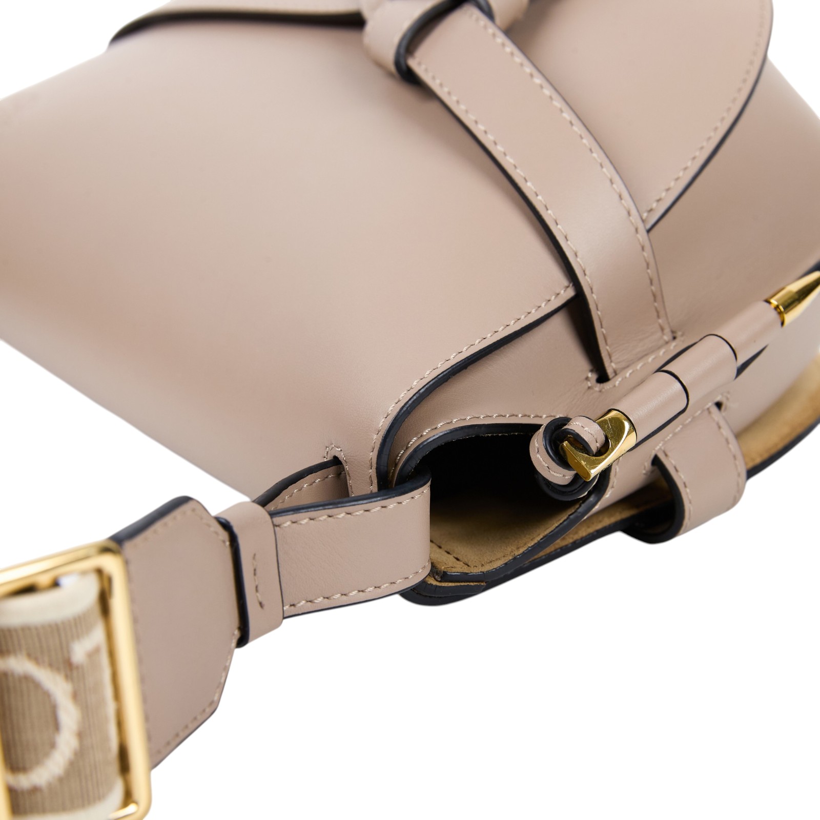 羅意威 LOEWE Small Gate bag 小型 小牛皮 肩背包 帆布背帶 A650T20X40 燕麥灰 GATE SMALL 防塵袋
