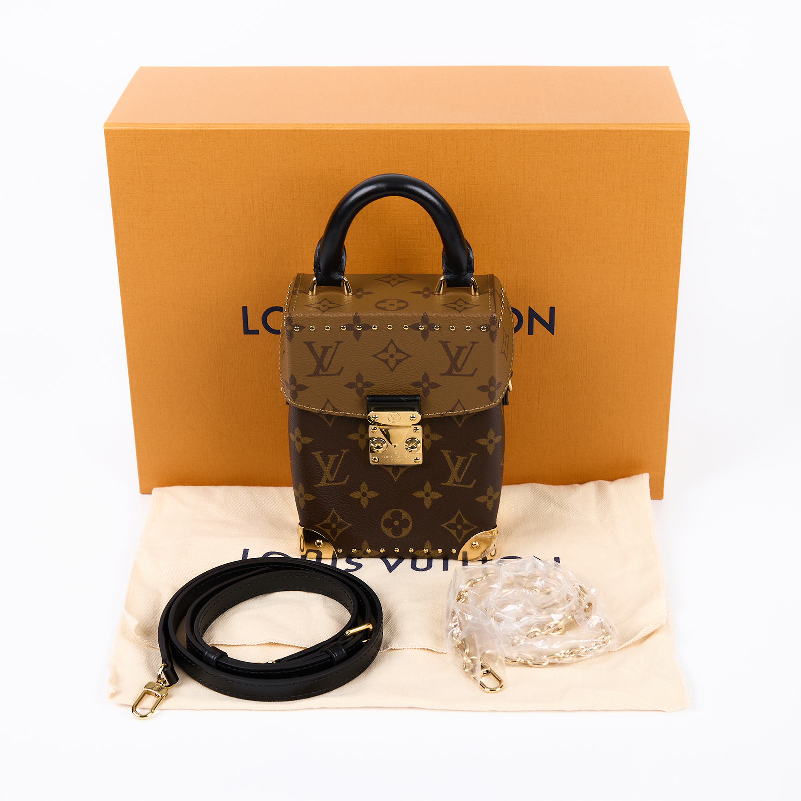 路易威登 LOUIS VUITTON Camera Box 硬盒 手機包 M82465 晶片款 原花CAMERA BOX 原廠盒子/防塵袋/背帶x2