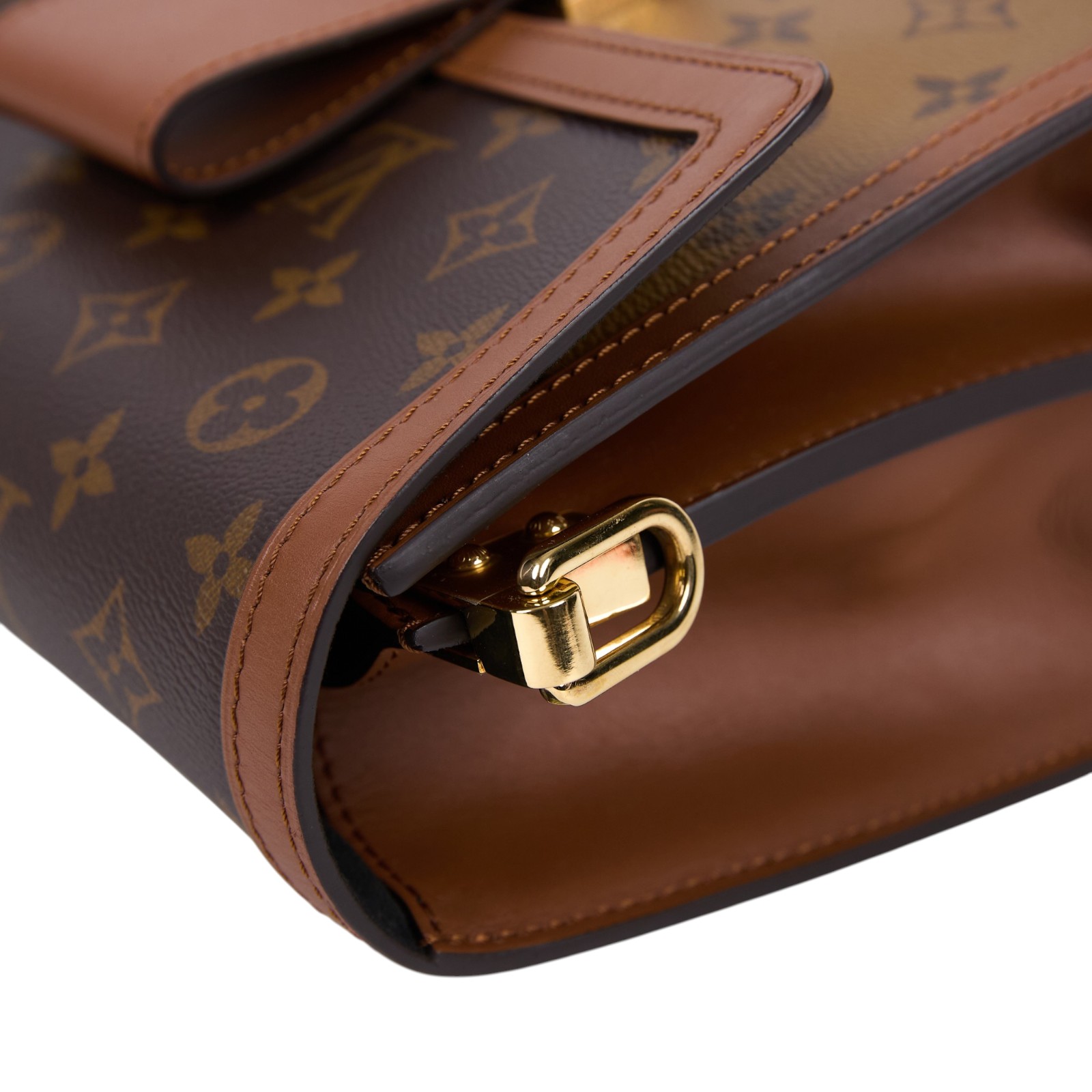路易威登 LOUIS VUITTON Dauphine MM 手提包 雙色翻蓋斜背 鏈帶包 M44391  背帶2/防塵袋/原廠盒子/購買證明正本