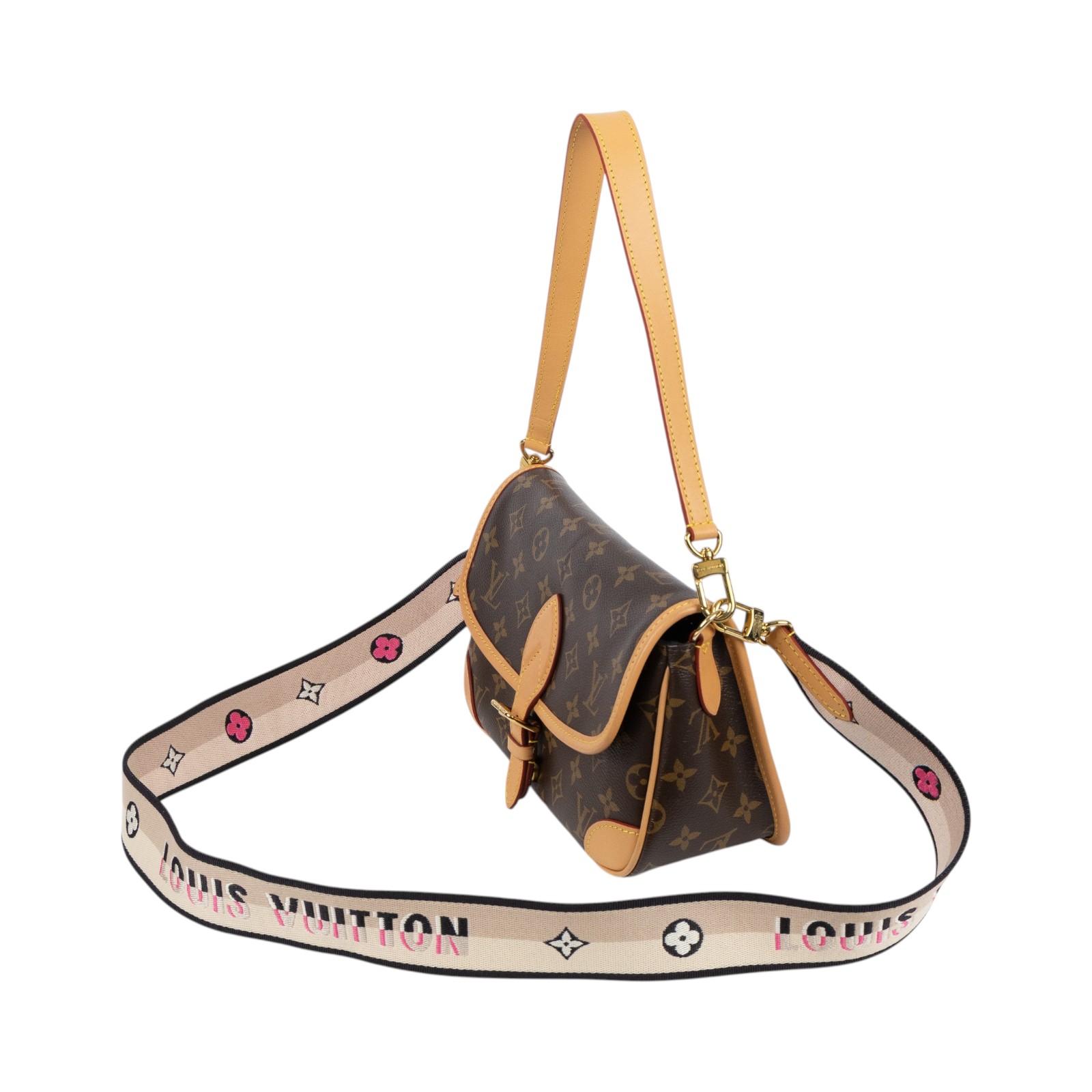 路易威登 LOUIS VUITTON Diane 腋下包法棍 單肩背包 經典帆布 M45985 晶片款 原花DIANE 原廠盒子/防塵袋/背帶2/購買證明正本