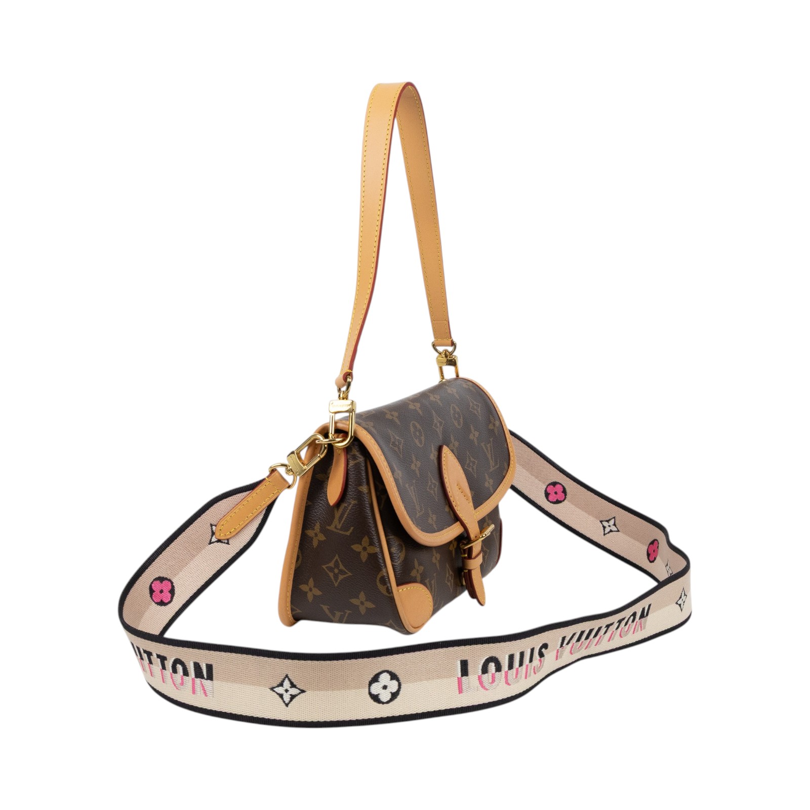 路易威登 LOUIS VUITTON Diane 腋下包法棍 單肩背包 經典帆布 M45985 晶片款 原花DIANE 原廠盒子/防塵袋/背帶2/購買證明正本