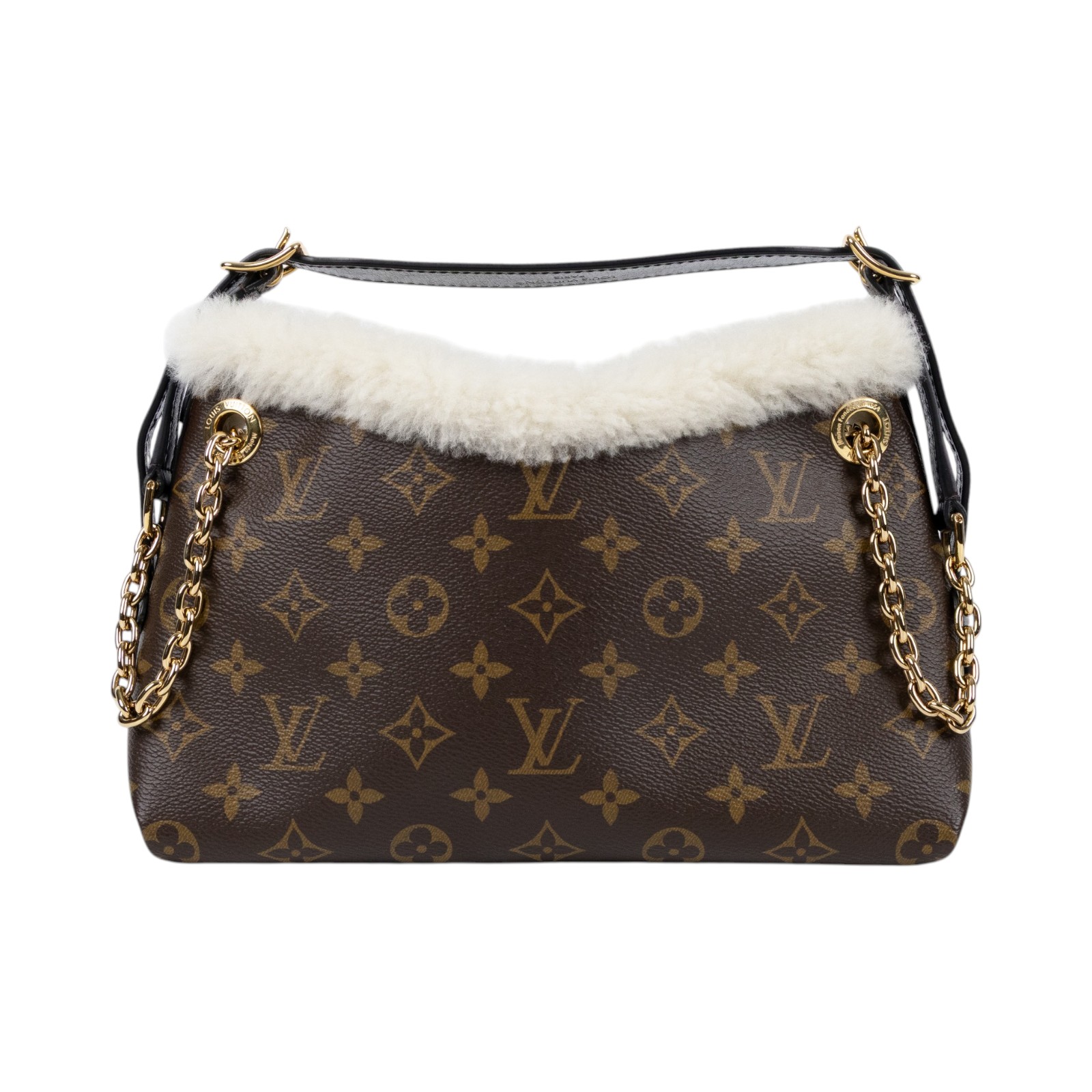 路易威登 LOUIS VUITTON CarryAll BB 手袋 Monogram 帆布與剪羊毛 復古金色金屬配件 M26568 晶片款  原廠盒子/防塵袋