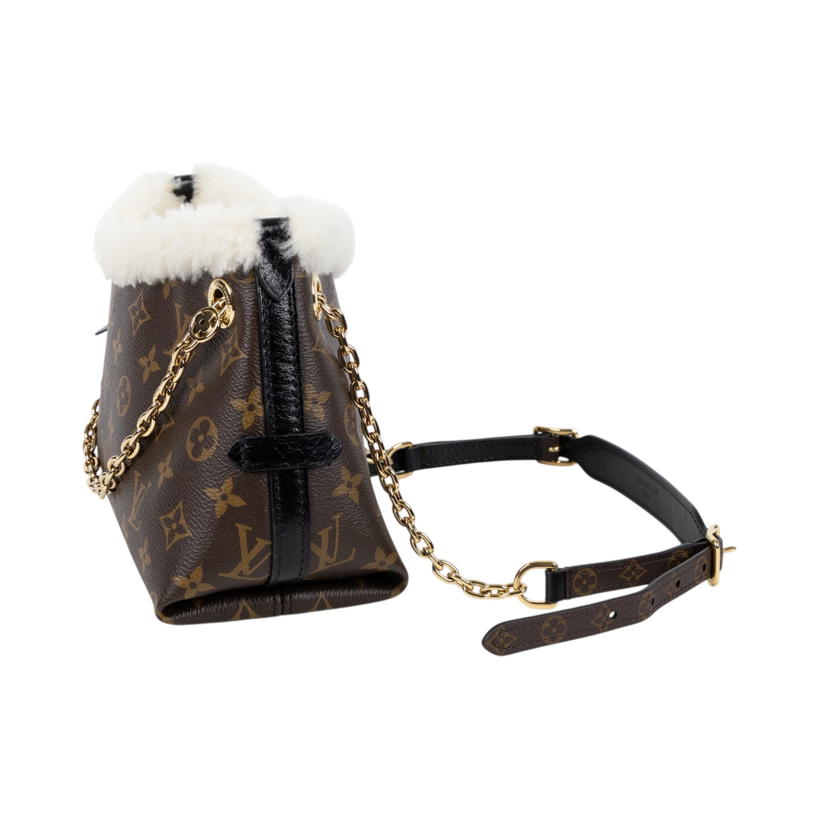 路易威登 LOUIS VUITTON CarryAll BB 手袋 Monogram 帆布與剪羊毛 復古金色金屬配件 M26568 晶片款  原廠盒子/防塵袋