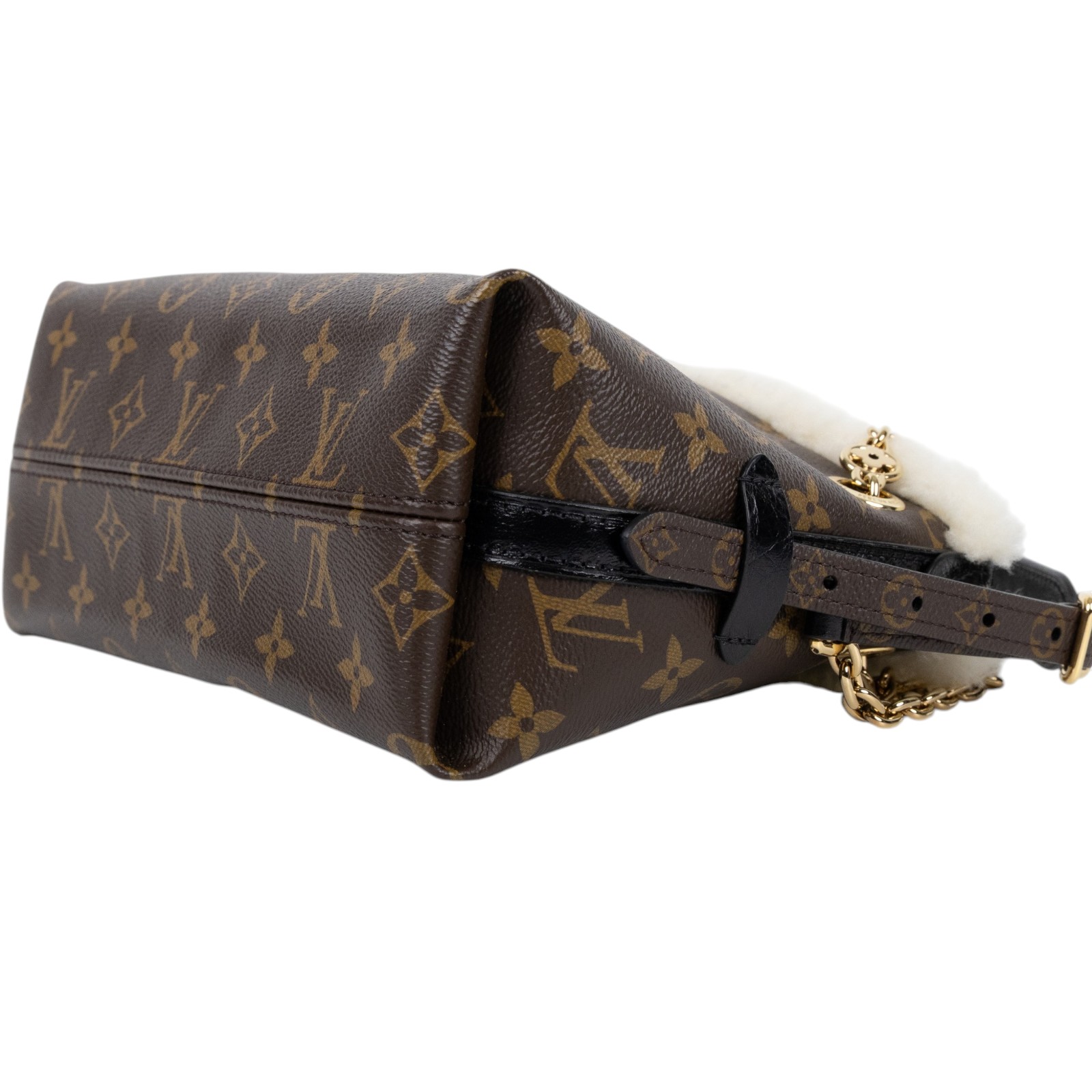 路易威登 LOUIS VUITTON CarryAll BB 手袋 Monogram 帆布與剪羊毛 復古金色金屬配件 M26568 晶片款  原廠盒子/防塵袋