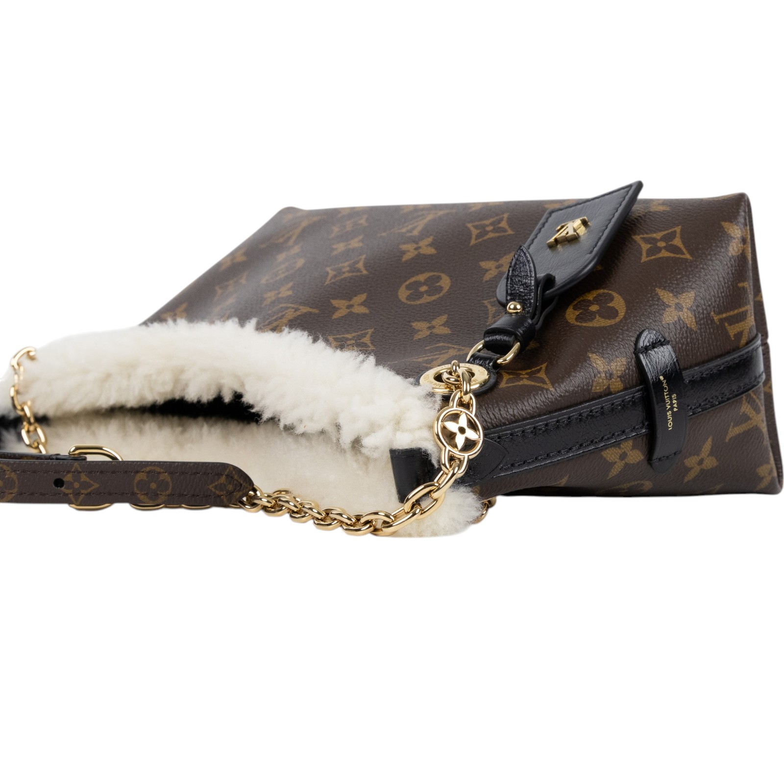 路易威登 LOUIS VUITTON CarryAll BB 手袋 Monogram 帆布與剪羊毛 復古金色金屬配件 M26568 晶片款  原廠盒子/防塵袋